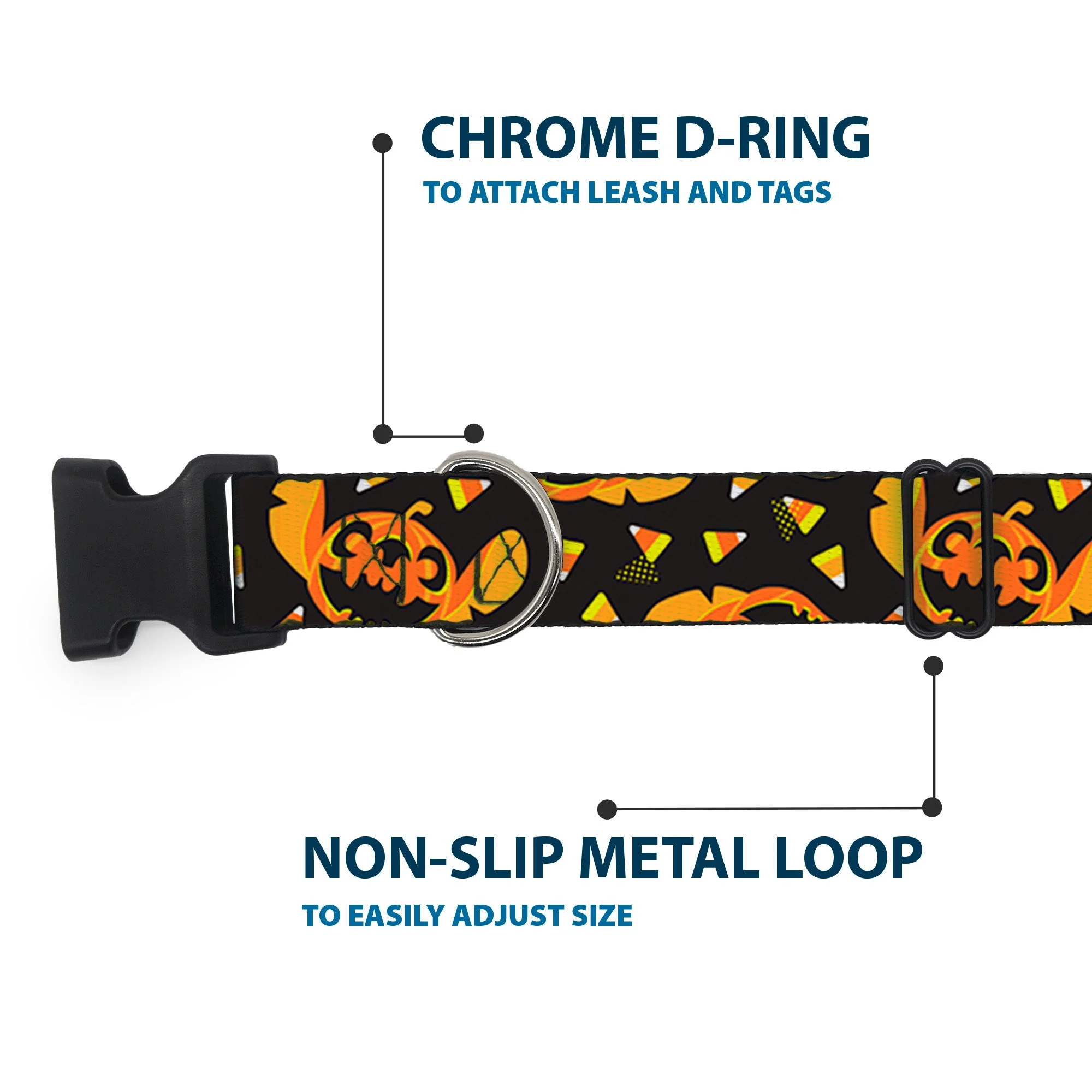 Plastic Clip Collar - Lilo and Stitch Halloween Stitch Jack-O-Lantern Pumpkin and Candy Corn Black/Oranges - Image 5