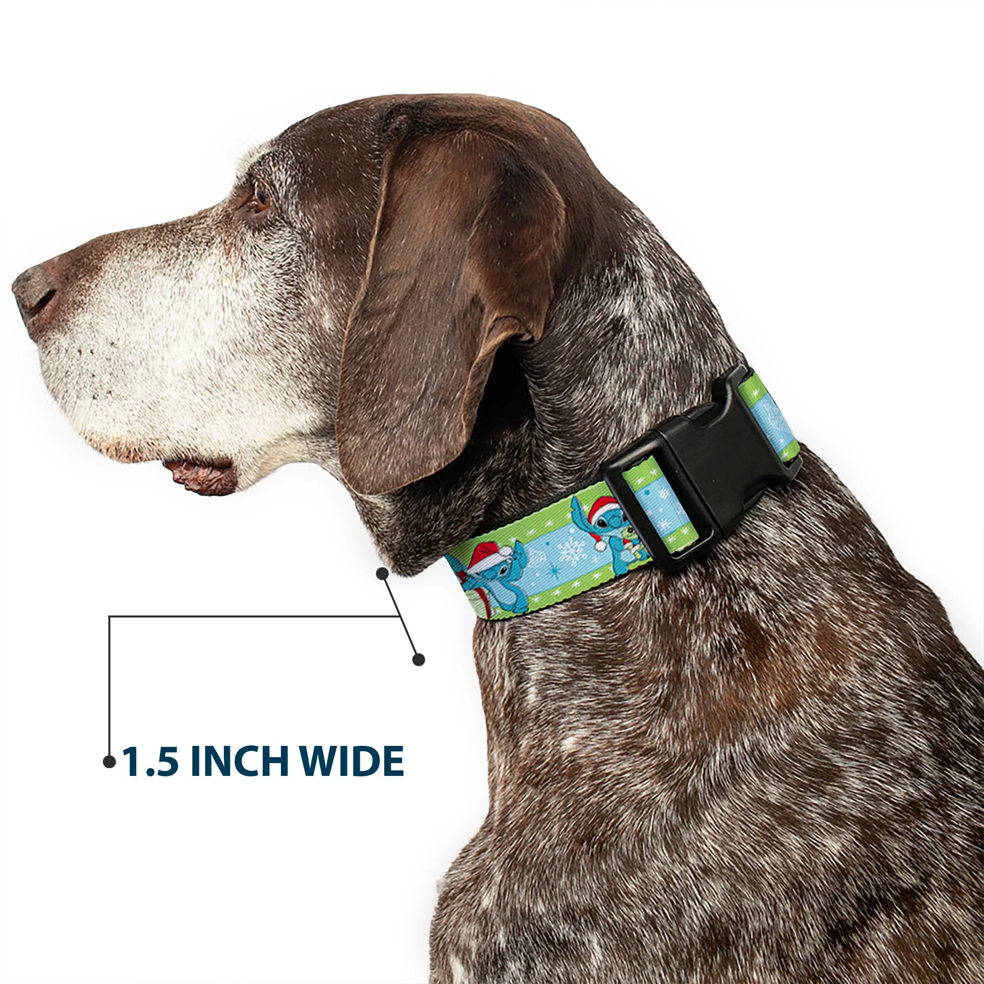 Plastic Clip Collar - Lilo and Stitch Holiday Stitch and Scrump Poses Stripe Green/Blue - Image 7
