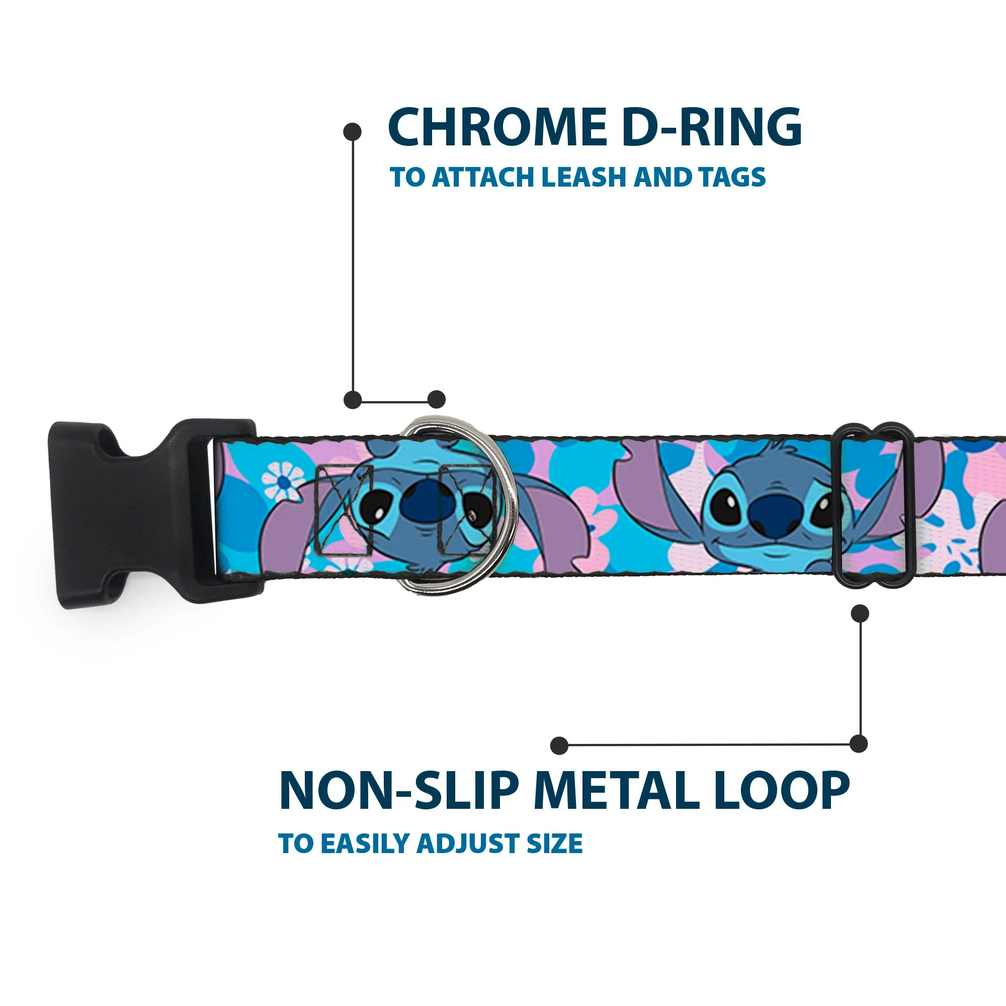 Plastic Clip Collar - Lilo & Stitch Stitch Flip Expressions Close-Up Blues/Pinks - Image 5