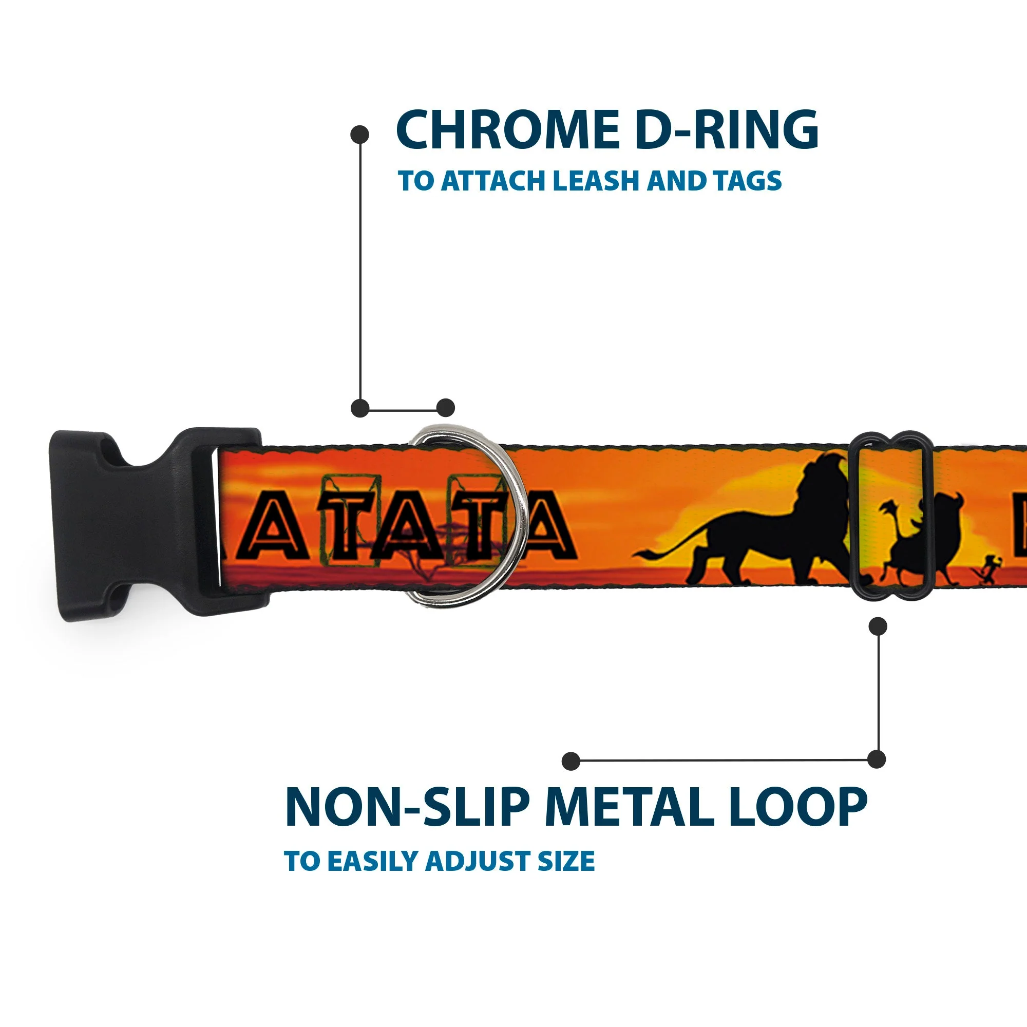 Plastic Clip Collar - Lion King HAKUNA MATATA Sunset Oranges/Black - Image 5
