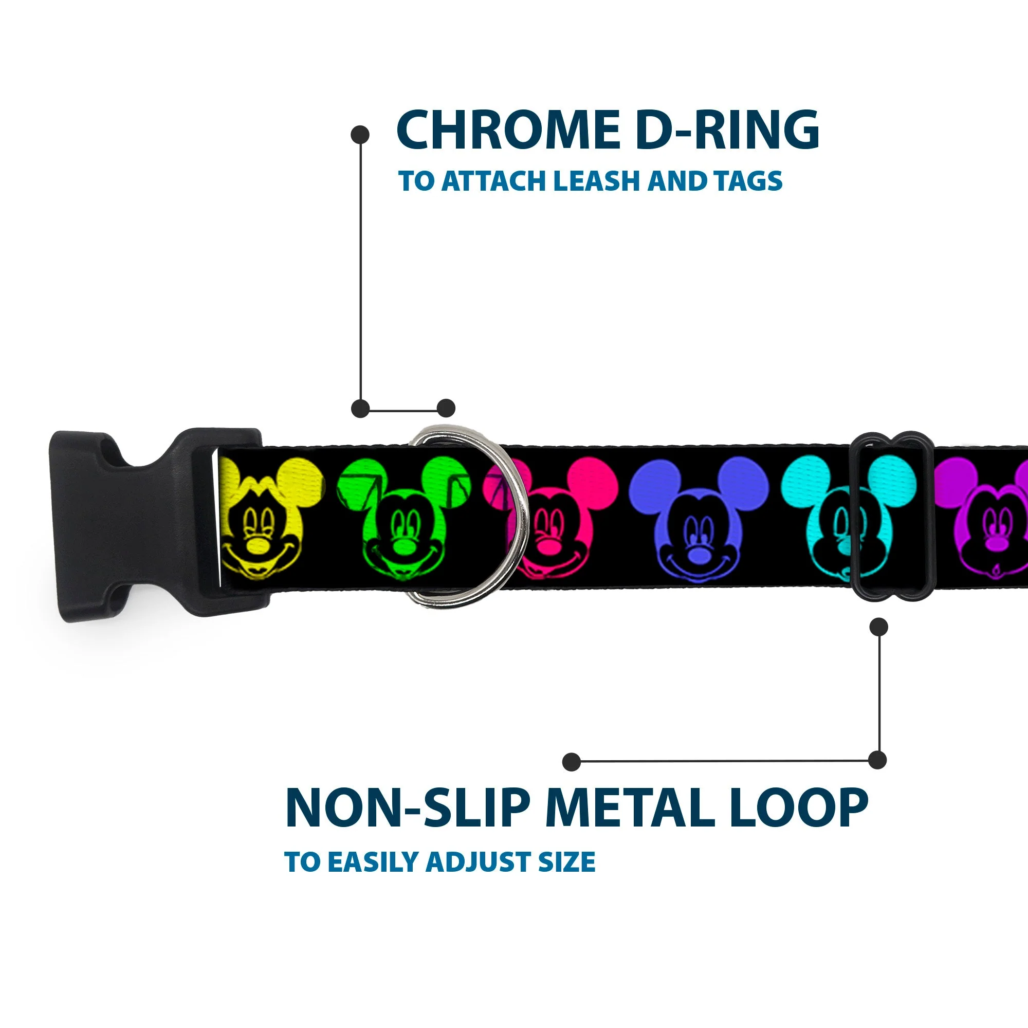 Plastic Clip Collar - Mickey Expressions Black/Multi Neon - Image 5