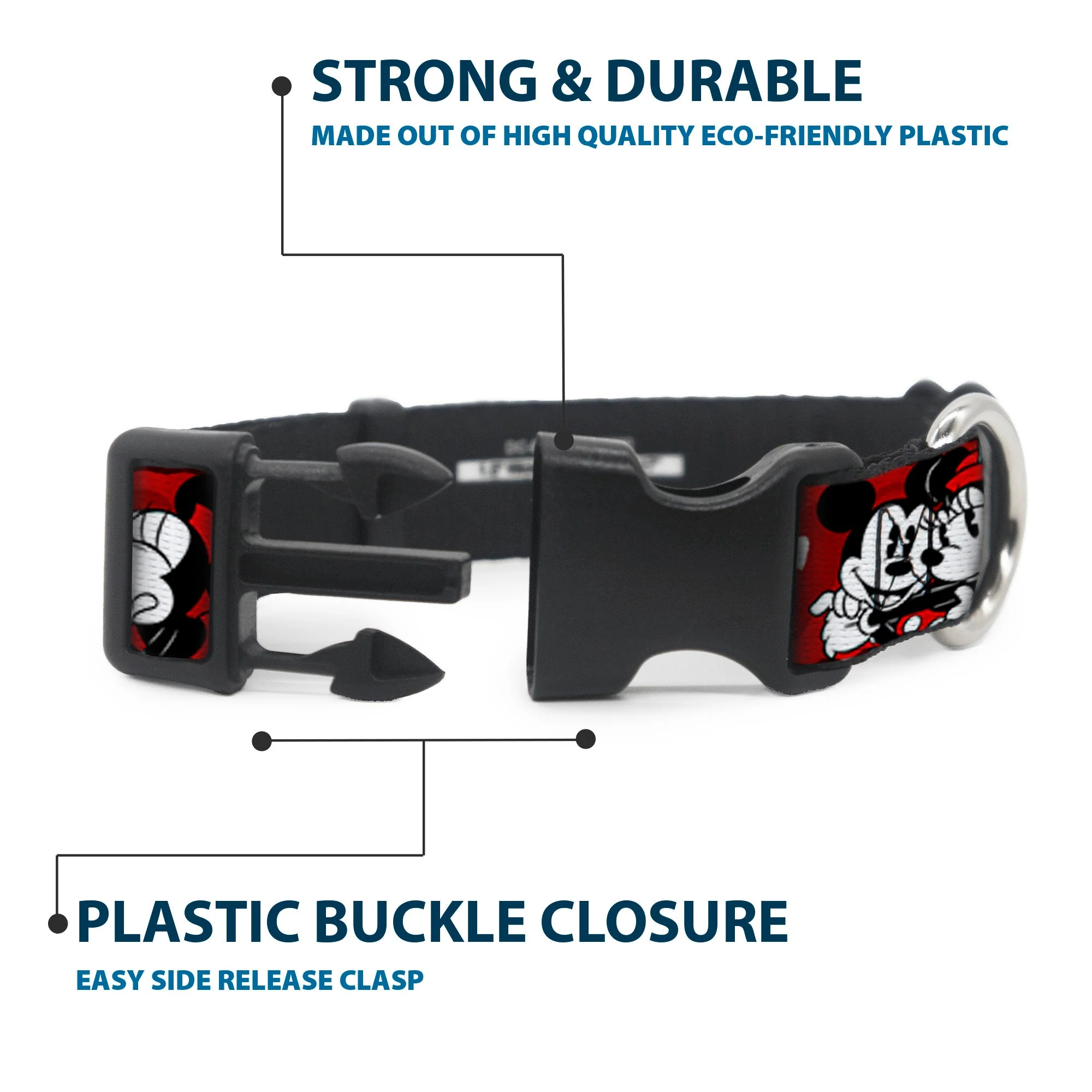 Plastic Clip Collar - Mickey & Minnie HUGS & KISSES Poses Reds/White - Image 4