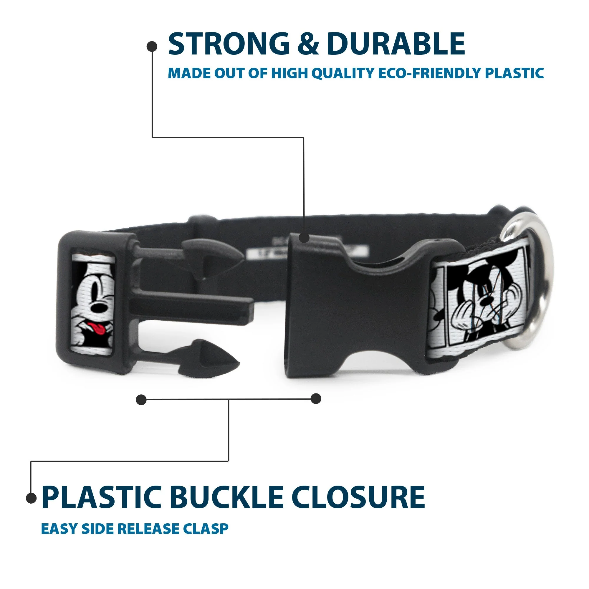 Plastic Clip Collar - Mickey Mouse Expression Blocks White/Black/Red - Image 4