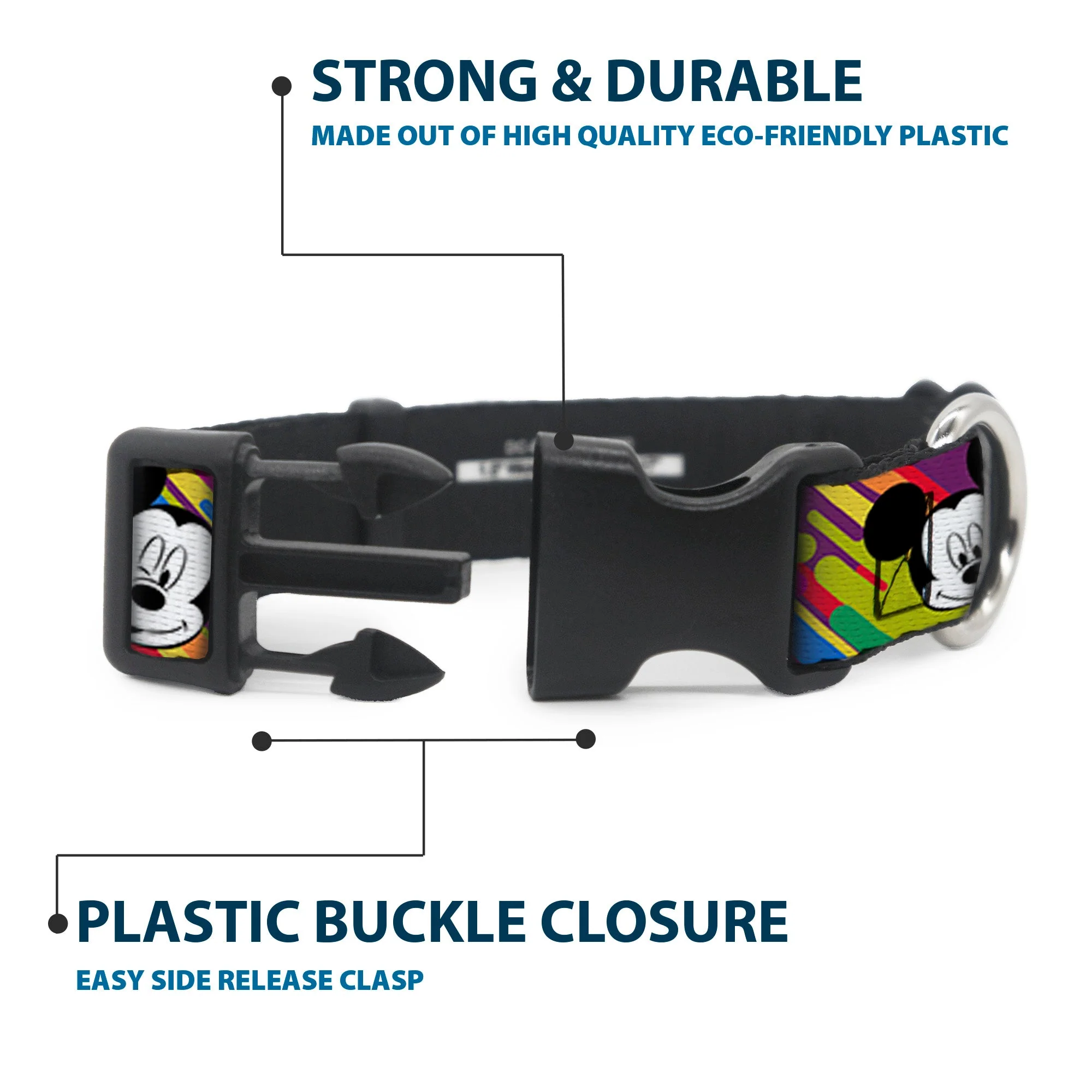 Plastic Clip Collar - Mickey Mouse Expressions Multi Color White/Black - Image 4