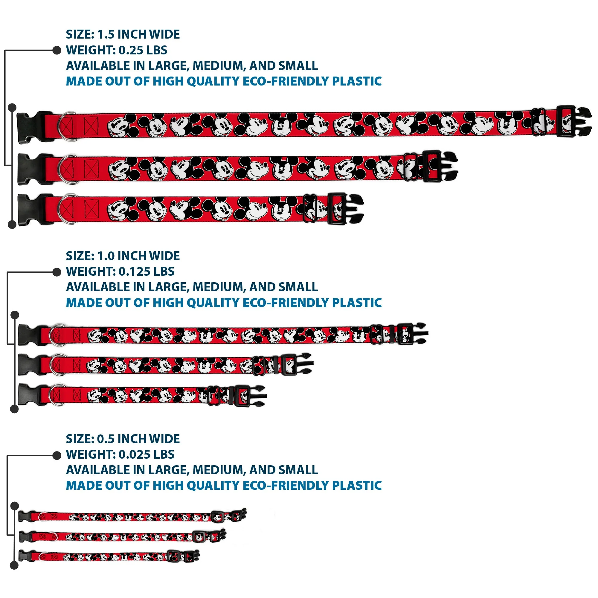 Plastic Clip Collar - Mickey Mouse Expressions Red/Black/White - Image 3