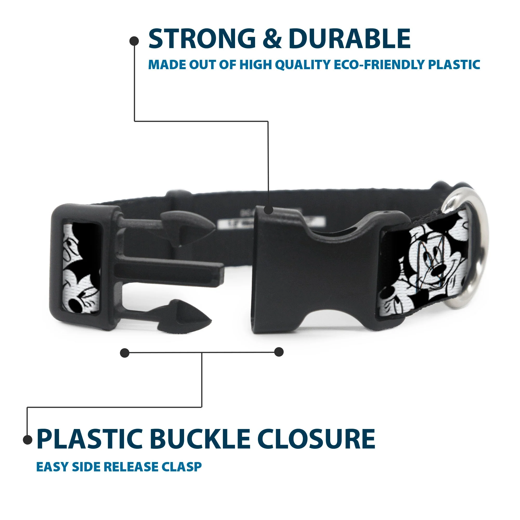 Plastic Clip Collar - Mickey Mouse Expressions Stacked White/Black - Image 4