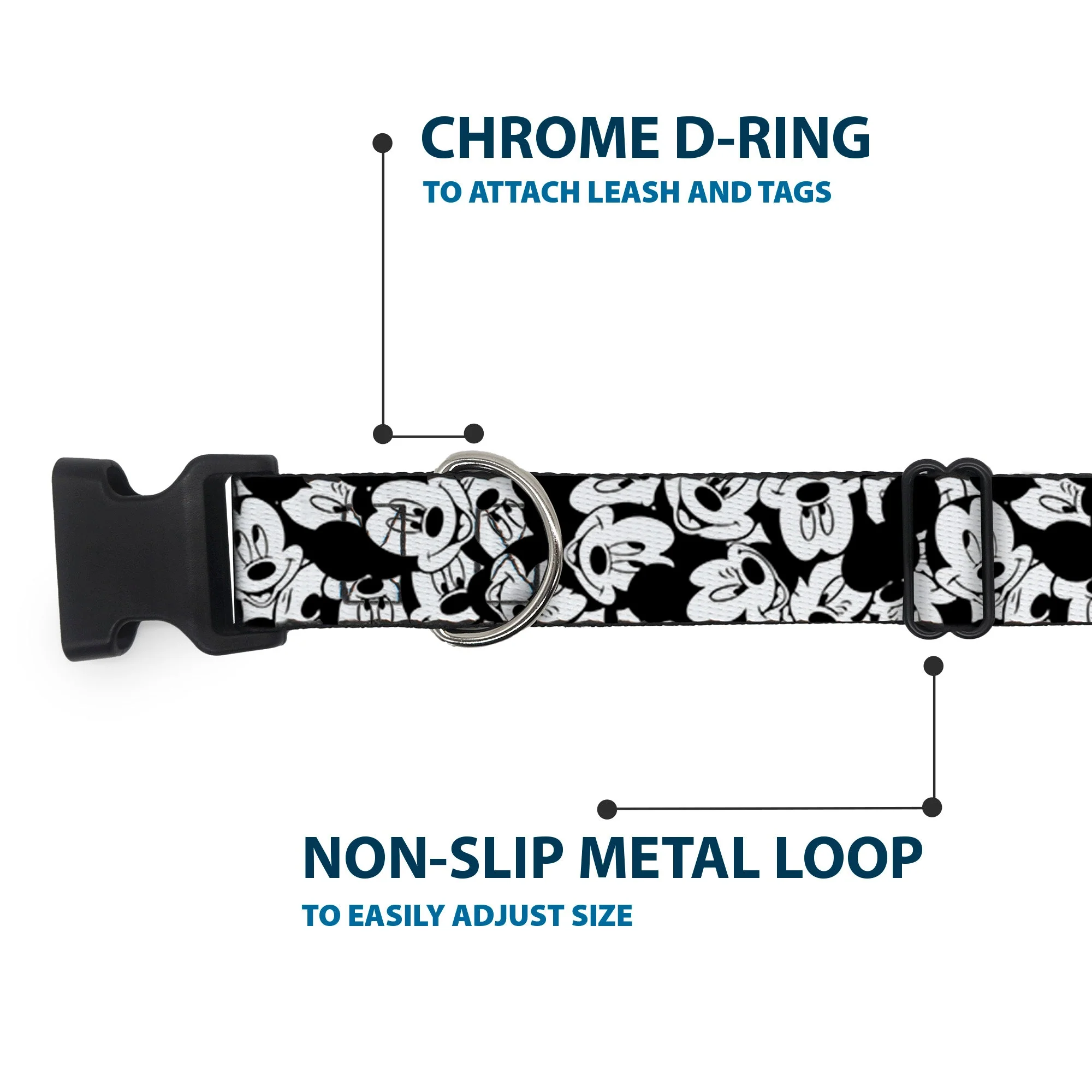 Plastic Clip Collar - Mickey Mouse Expressions Stacked White/Black - Image 5