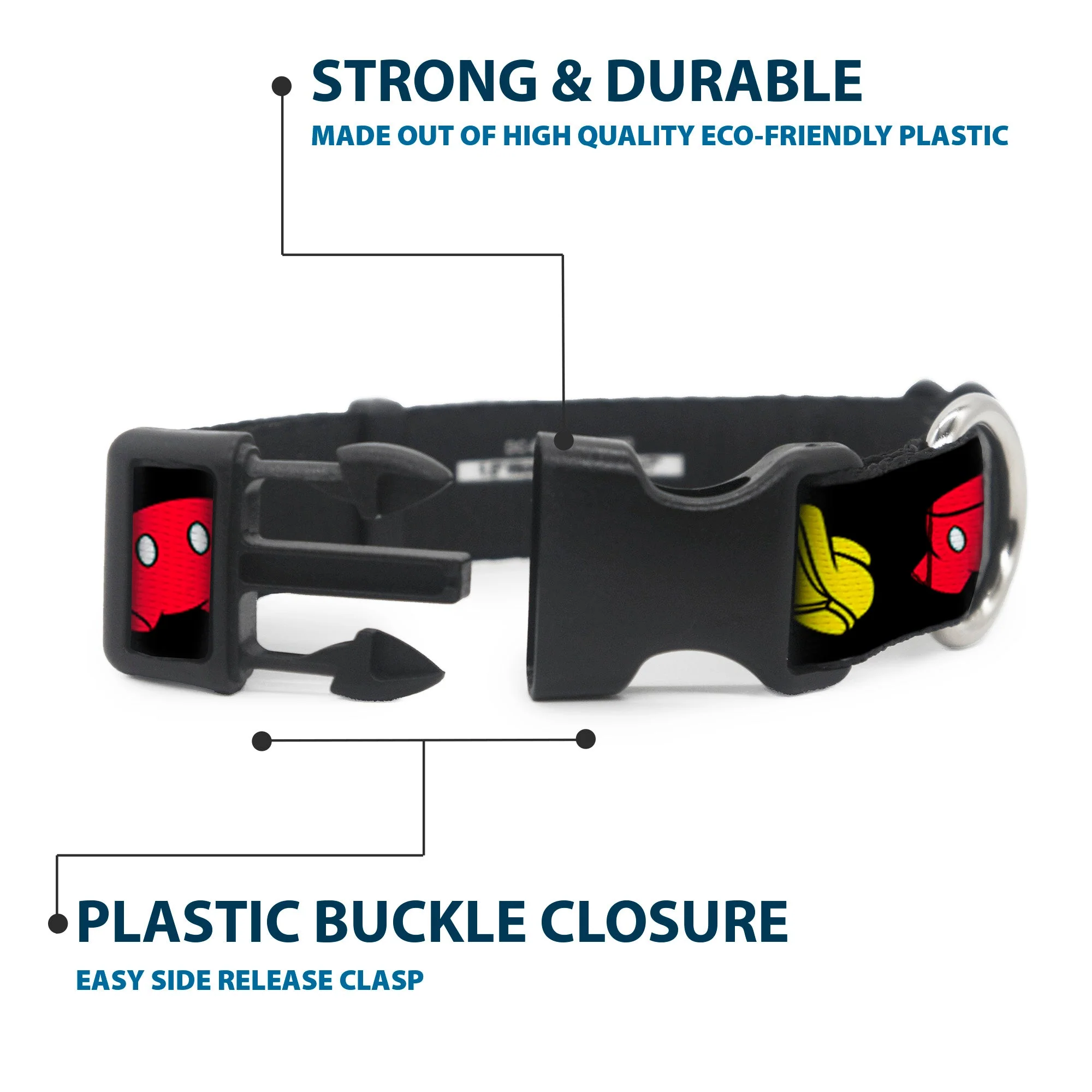 Plastic Clip Collar - Mickey Mouse Shorts and Shoes Black/Red/Yellow - Image 4