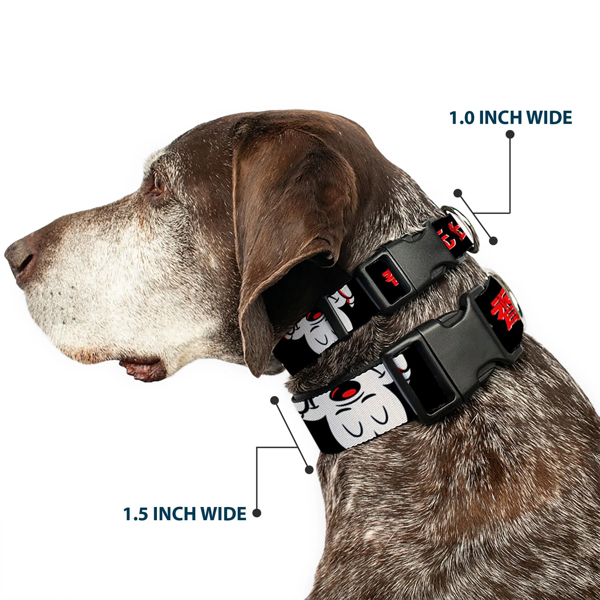 Plastic Clip Collar - Mickey Mouse Smelling Pose Black/White/Reds - Image 2