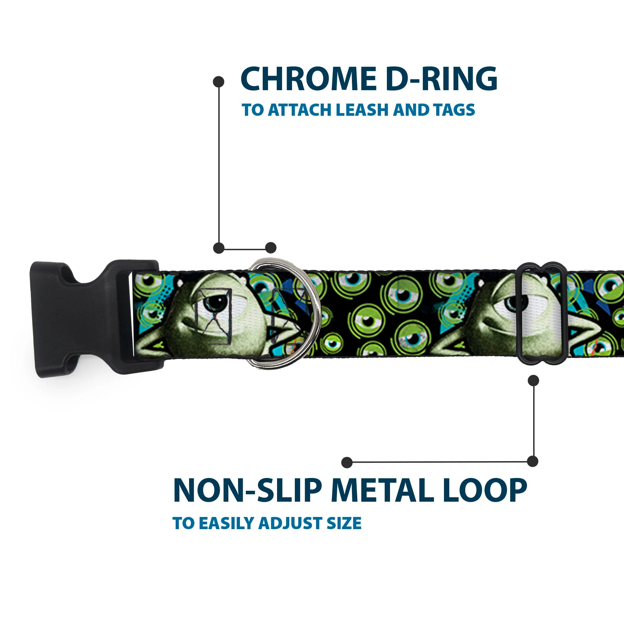 Plastic Clip Collar - Mike Poses/Eyeballs Black/Greens - Image 5