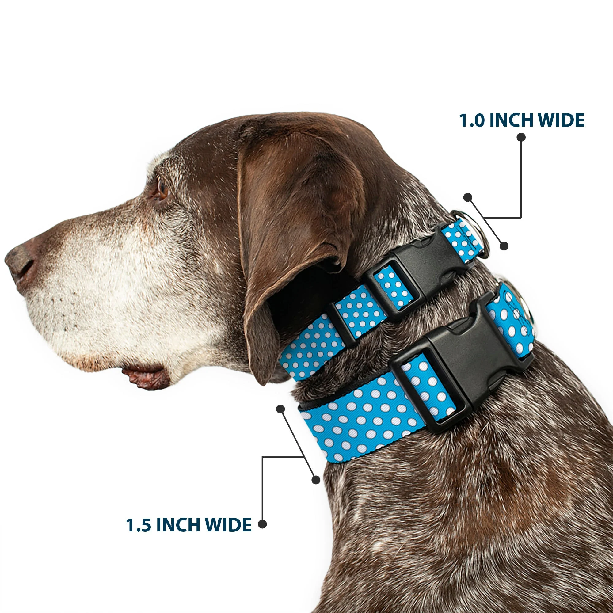 Plastic Clip Collar - Minnie Mouse Dots Blue/Black/White - Image 2