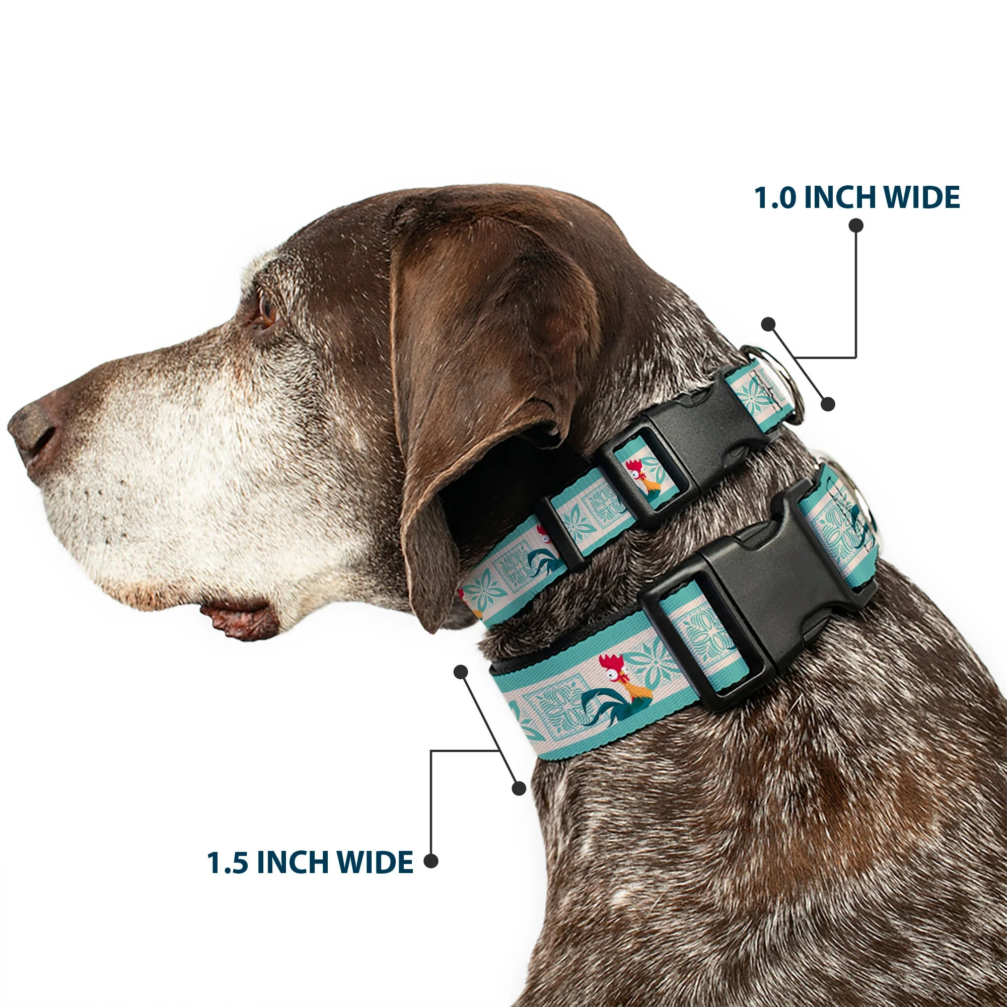 Plastic Clip Collar - Moana Hei Hei the Rooster Pose and Icon Blocks White/Light Green - Image 2