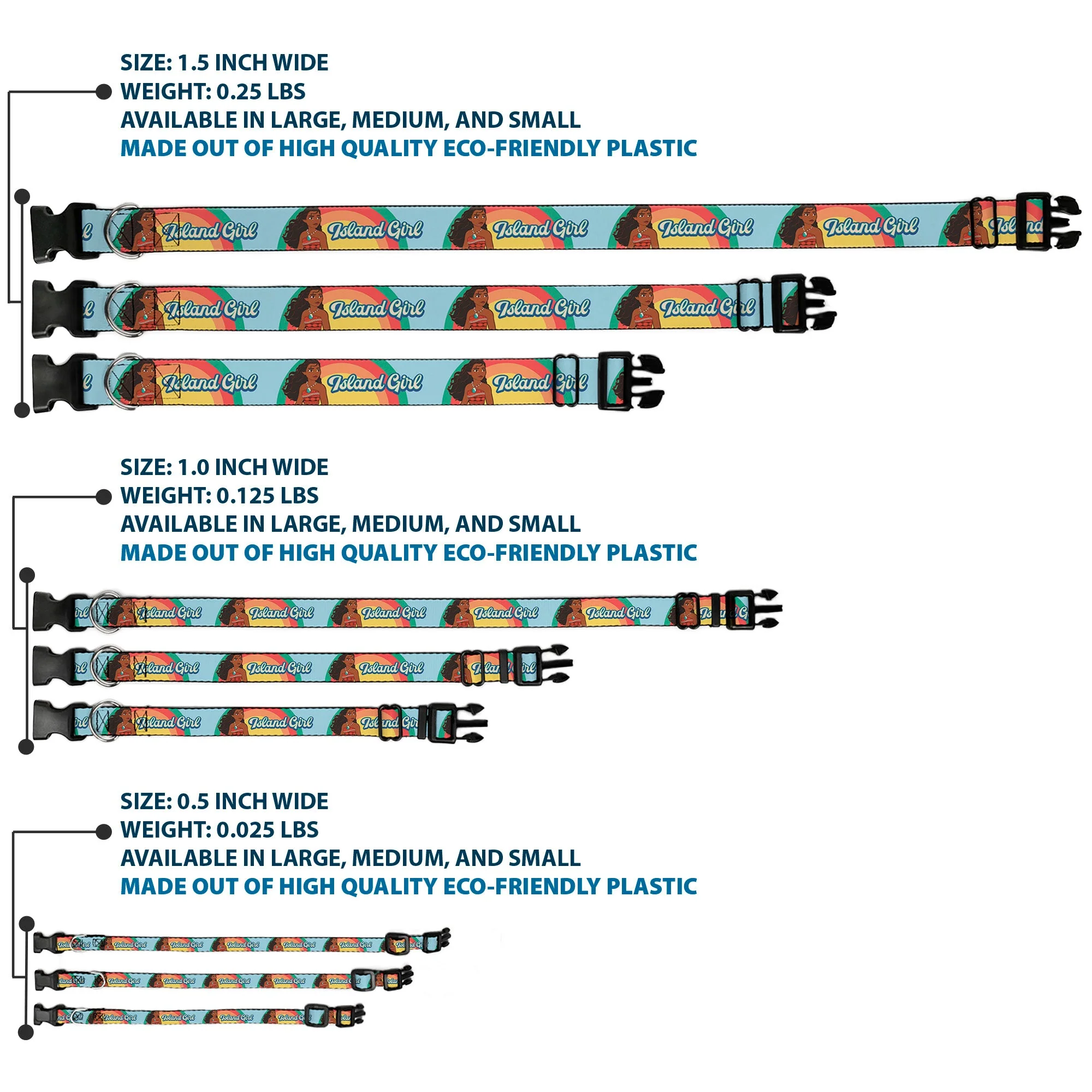 Plastic Clip Collar - Moana ISLAND GIRL Rainbow Pose Blue/Multi Color - Image 3