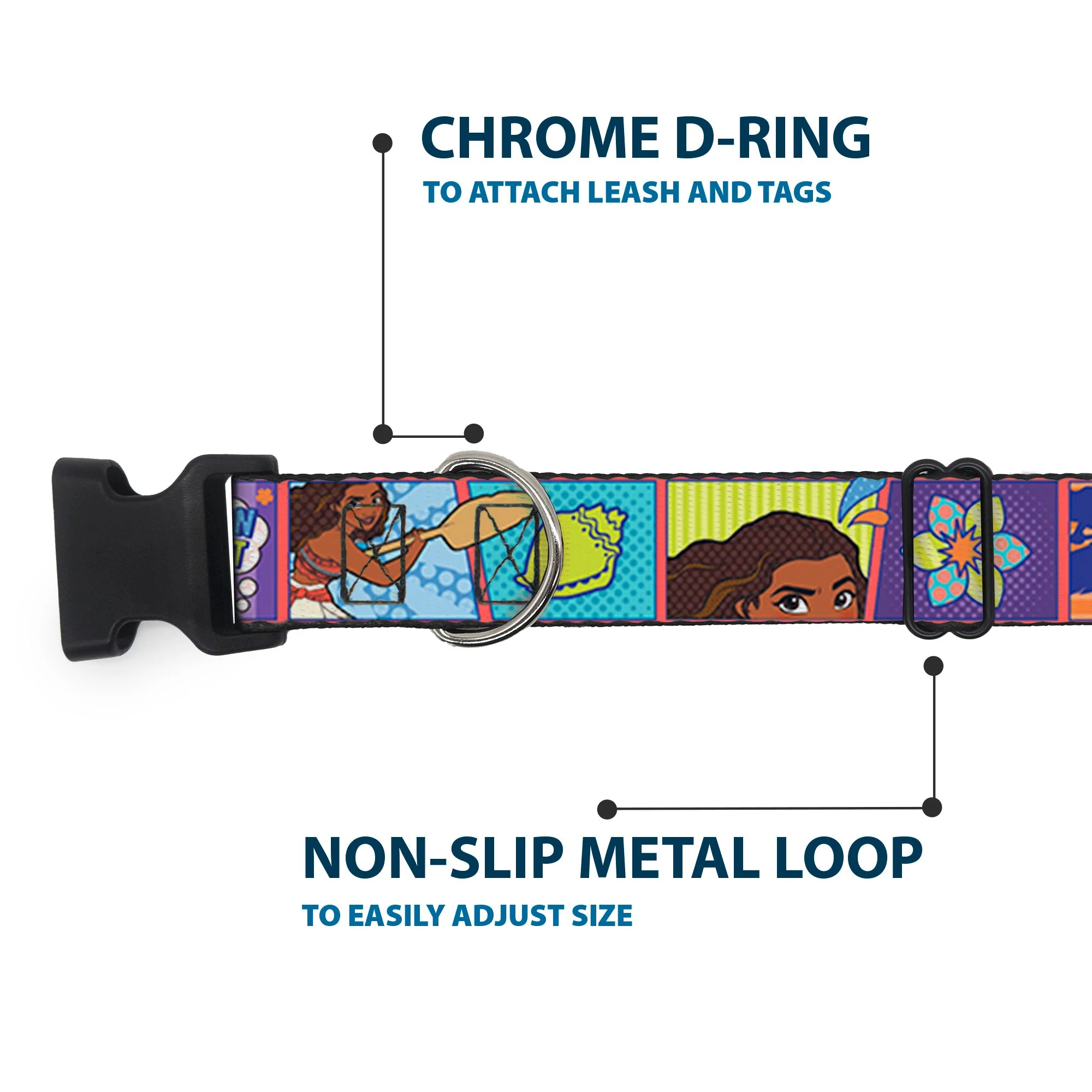 Plastic Clip Collar - Moana MAKE WAVES Scene Blocks Blues/Orange - Image 5