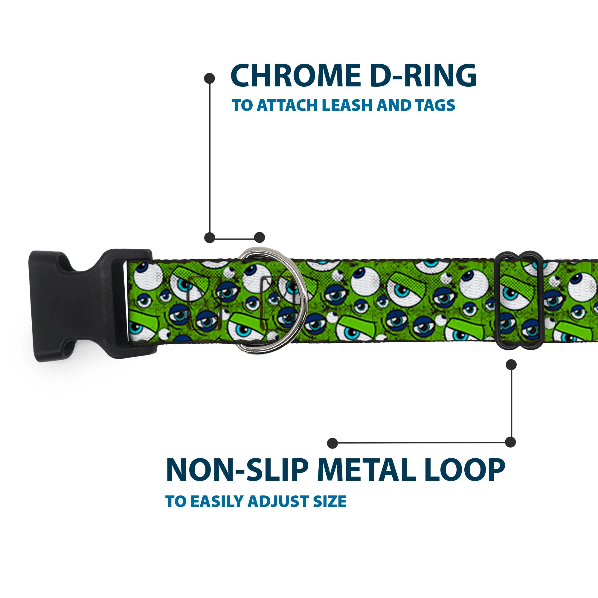 Plastic Clip Collar - Monsters Inc. Eye Collage Weathered Greens/Blues - Image 5