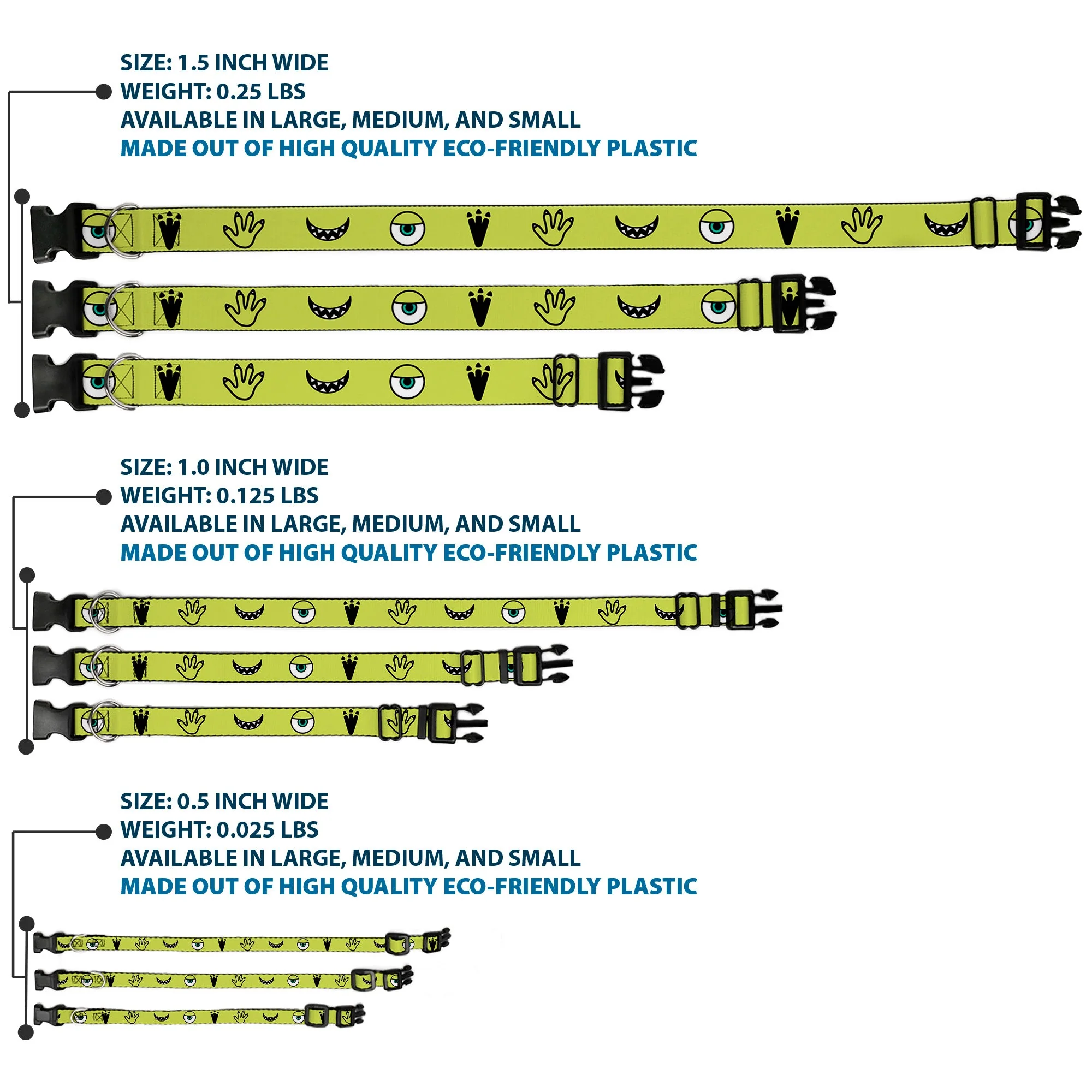Plastic Clip Collar - Monsters Inc. Mike 4-Icons Greens/Black/White - Image 3