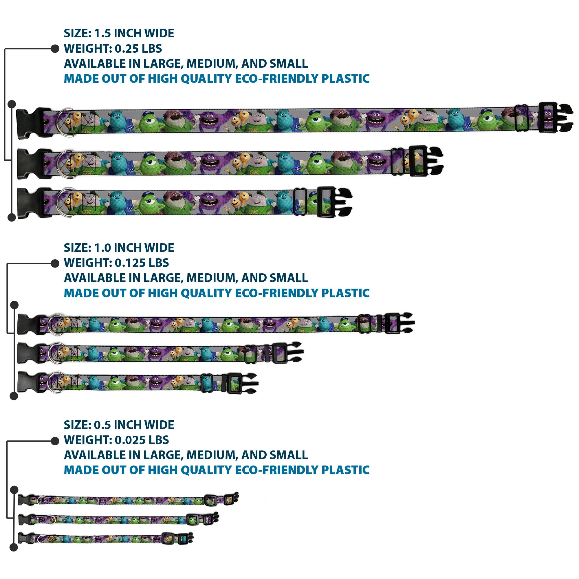 Plastic Clip Collar - Monsters University Character Lineup Gray - Image 3