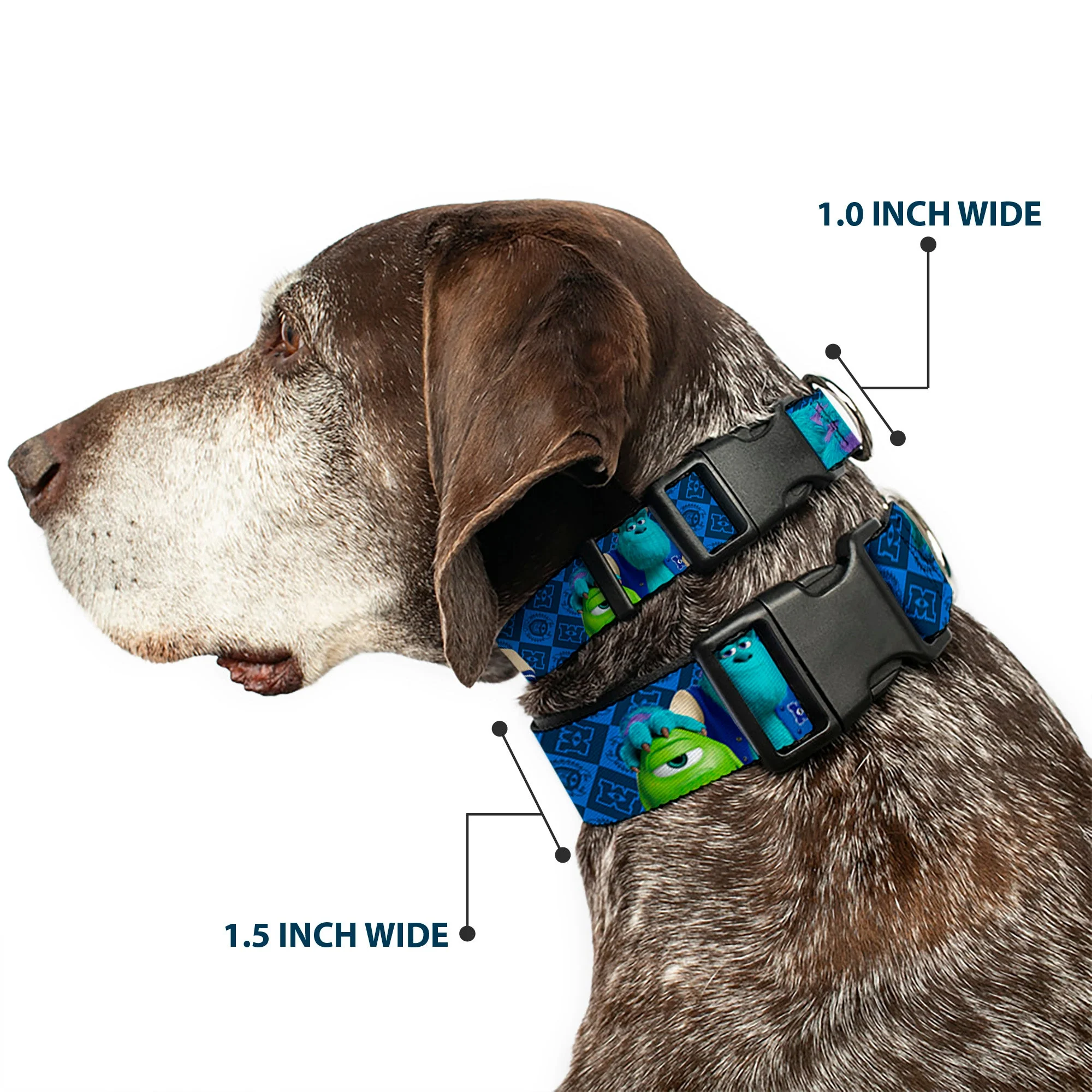 Plastic Clip Collar - Monsters University Sulley & Mike Poses/Checkers Blue - Image 2