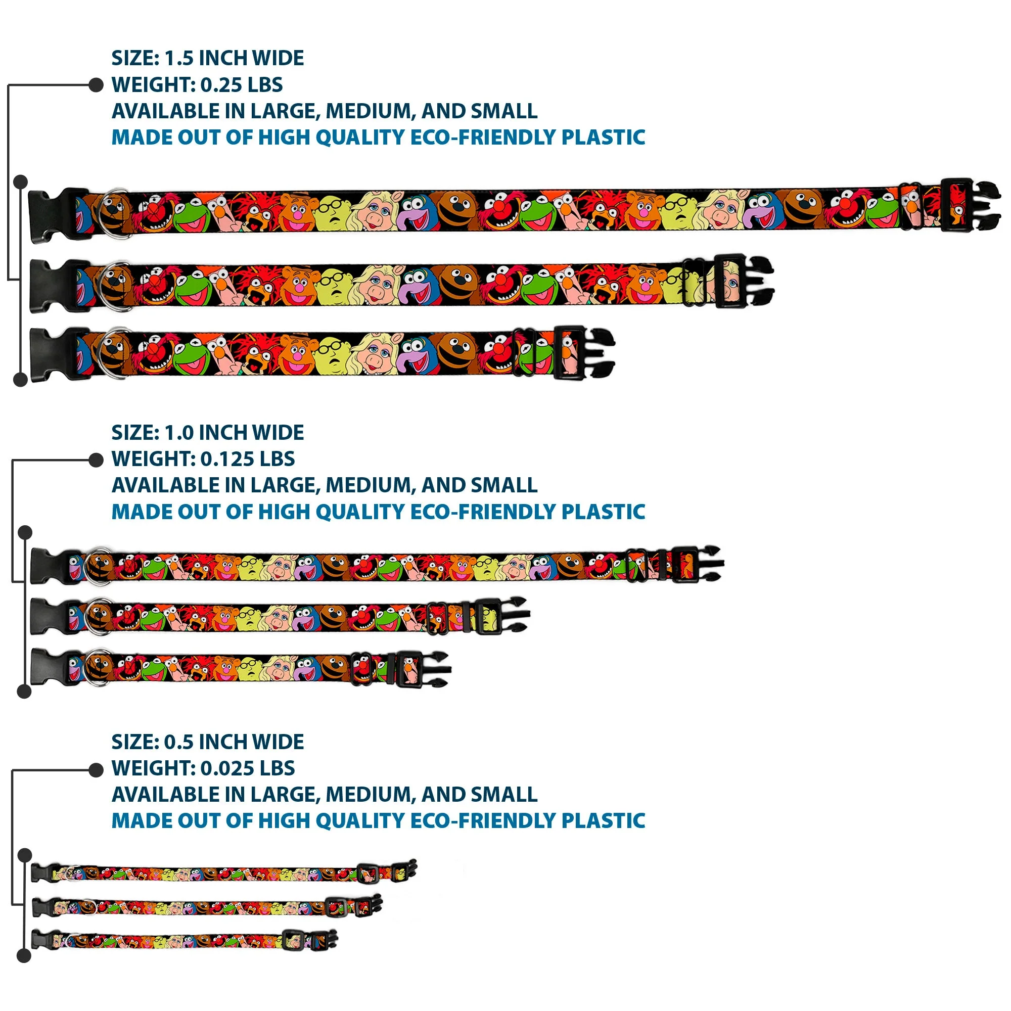 Plastic Clip Collar - Muppets Faces Black - Image 3