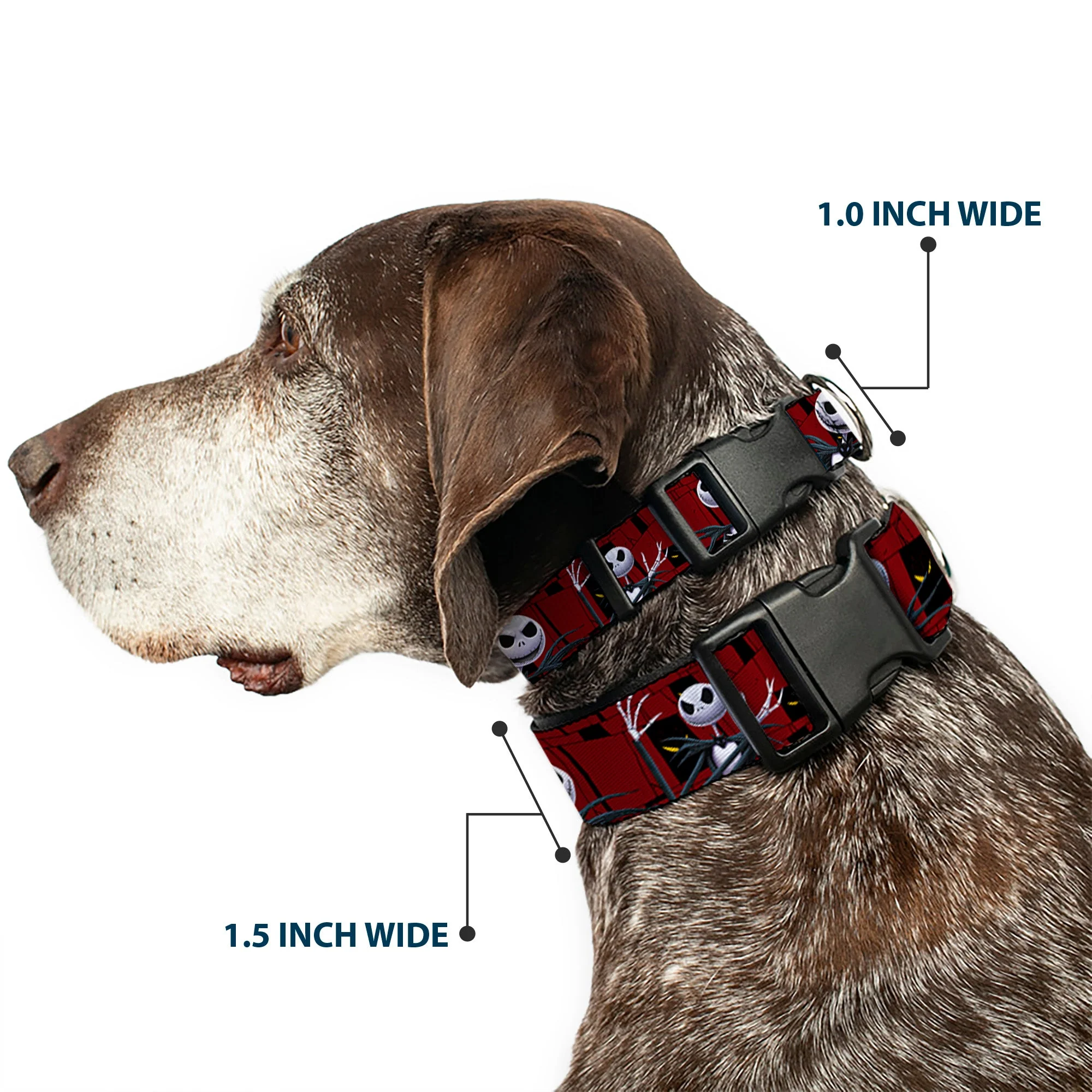Plastic Clip Collar - Nightmare Before Christmas 3-Jack Poses/Peeping Eyes Burgundy/Black/Yellow - Image 2