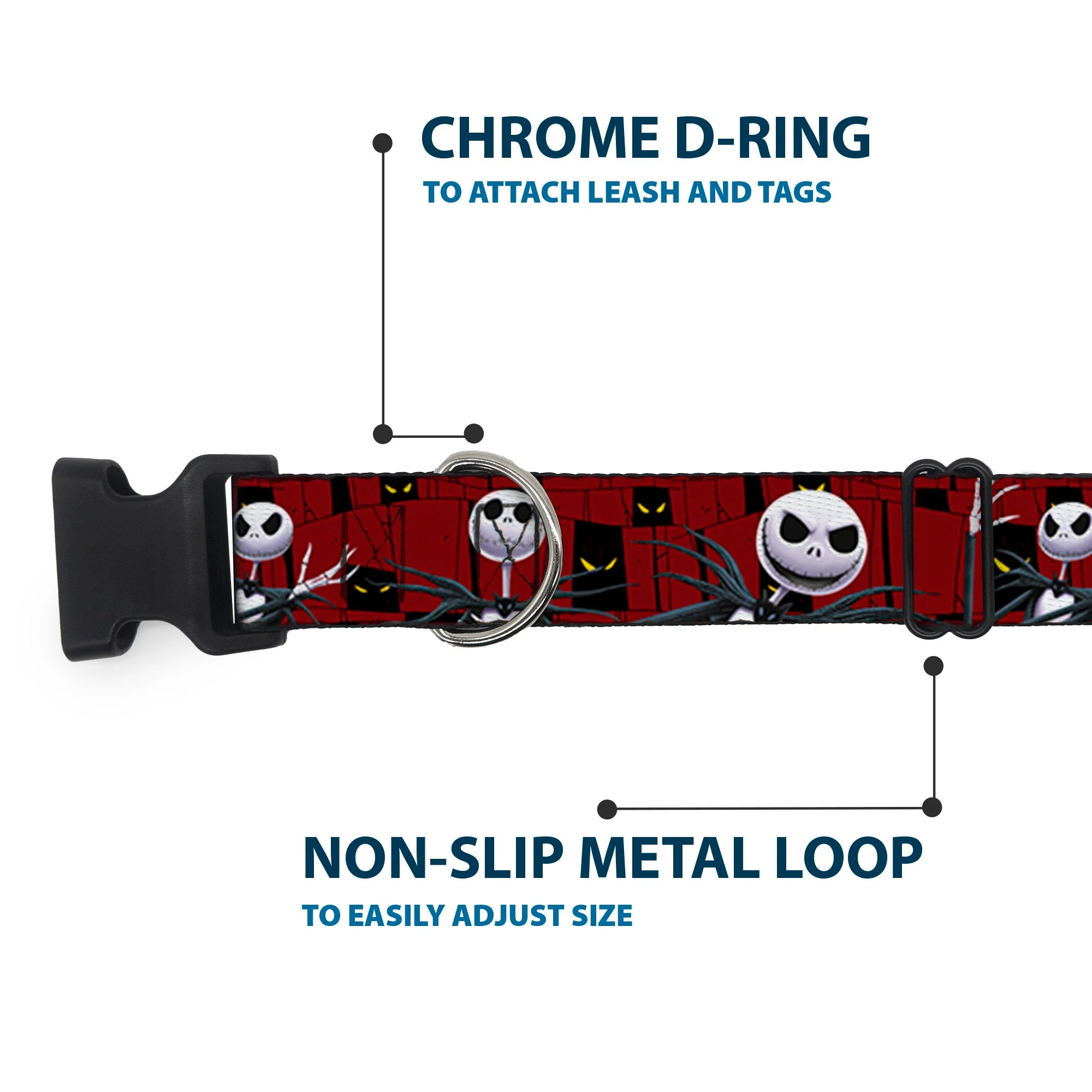 Plastic Clip Collar - Nightmare Before Christmas 3-Jack Poses/Peeping Eyes Burgundy/Black/Yellow - Image 5