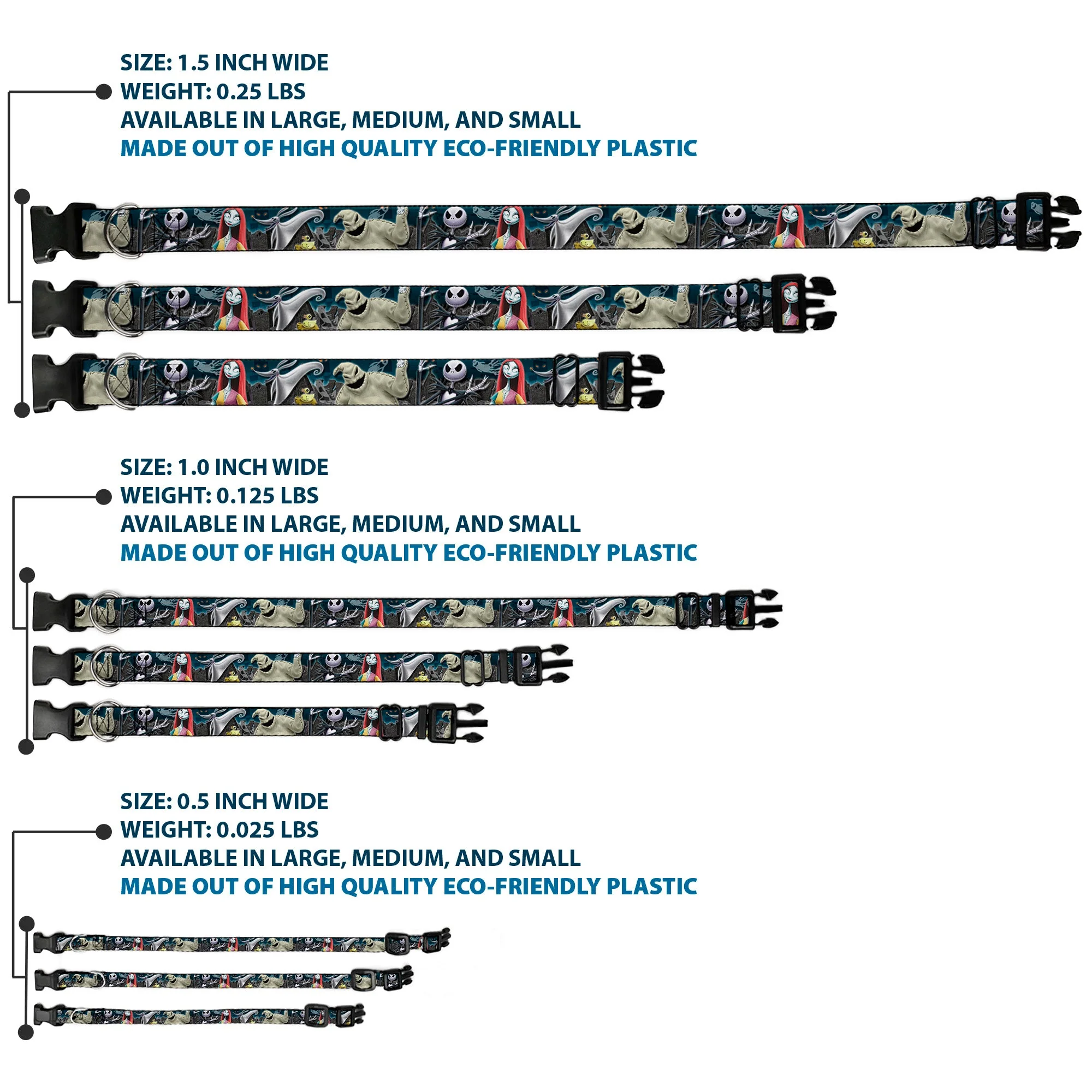 Plastic Clip Collar - Nightmare Before Christmas 4-Character Group/Cemetery Scene - Image 3