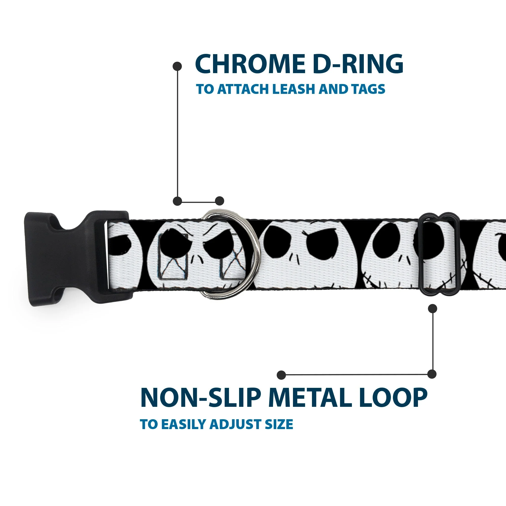 Plastic Clip Collar - Nightmare Before Christmas 7-Jack Expressions CLOSE-UP Black/White - Image 5