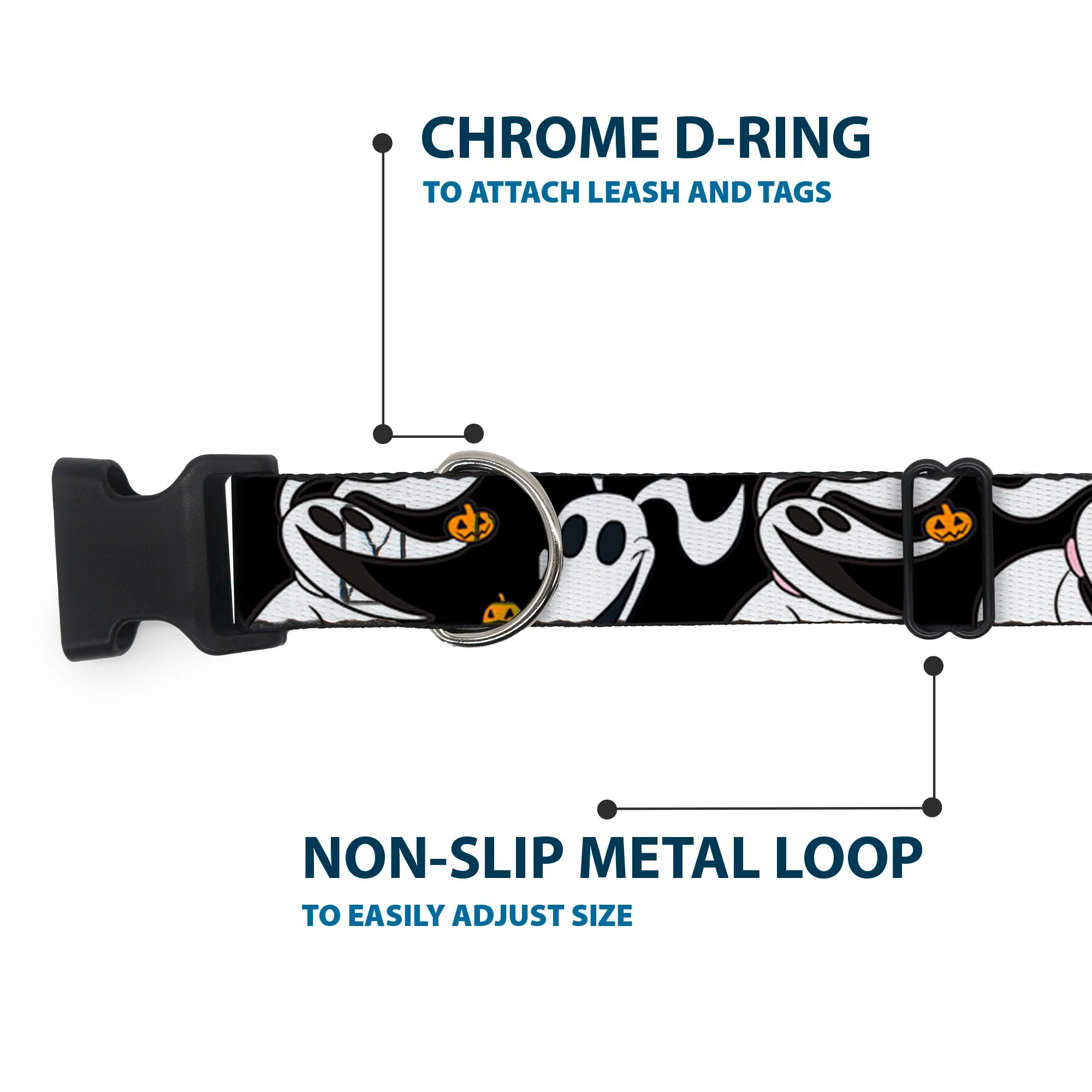 Plastic Clip Collar - Nightmare Before Christmas Zero 5-Pumpkin Expressions Black/White/Orange - Image 5