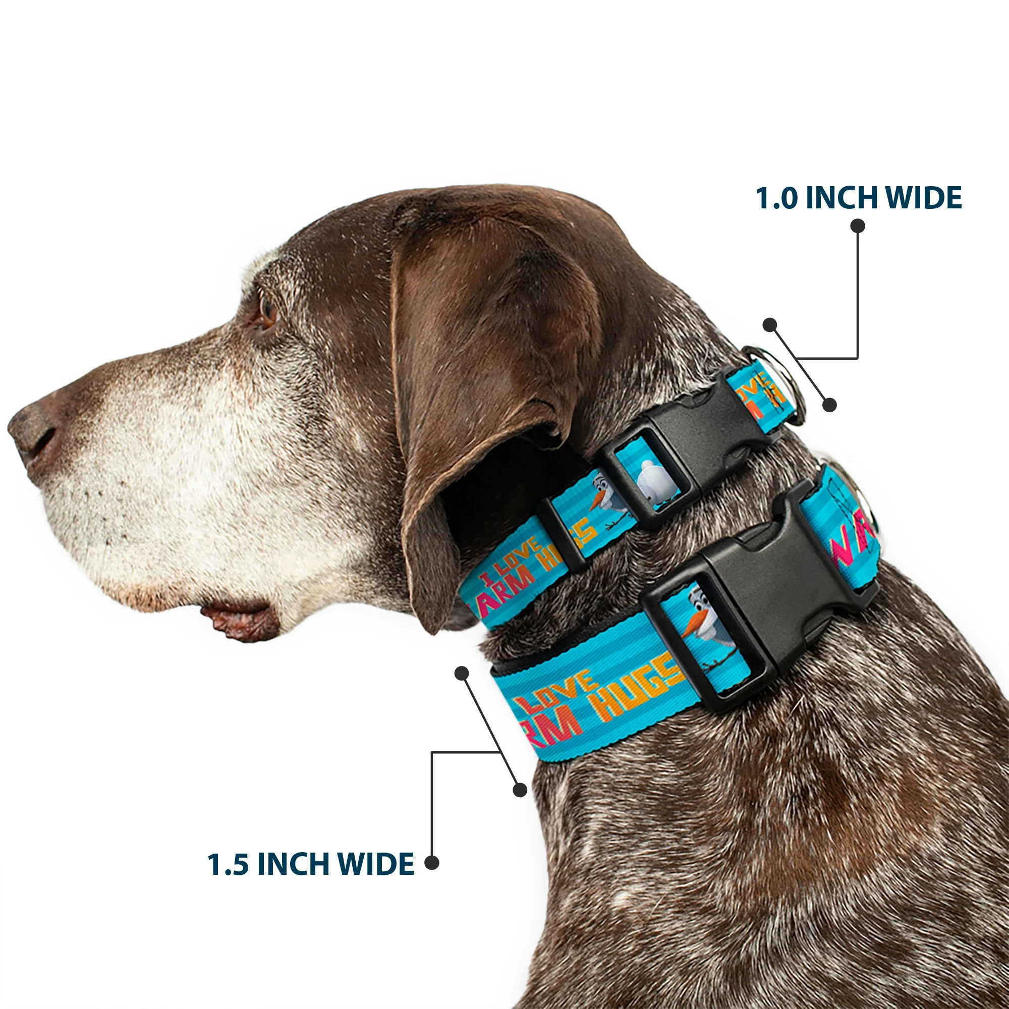 Plastic Clip Collar - Olaf Pose I LOVE WARM HUGS Stripe Blues - Image 2