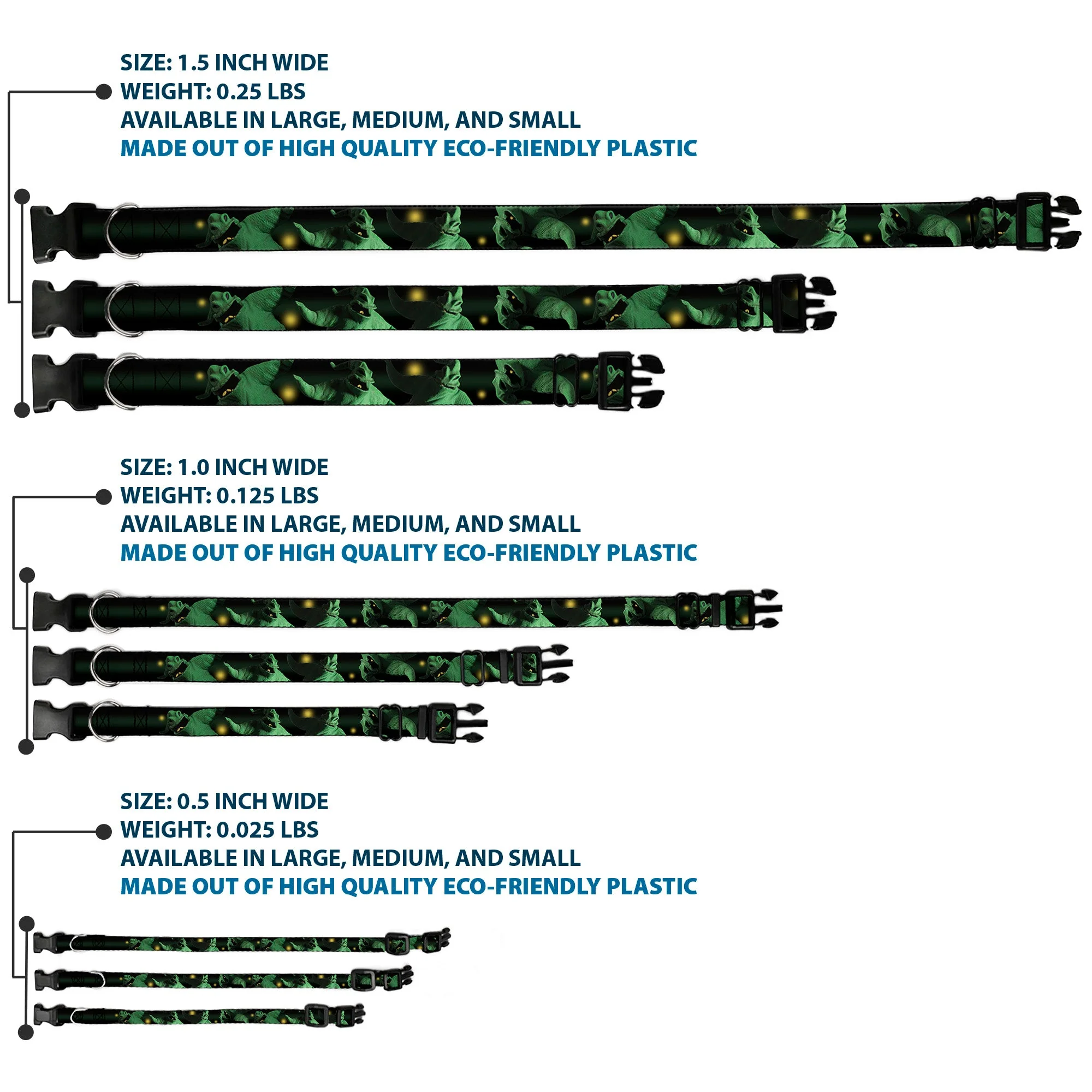 Plastic Clip Collar - Oogie Boogie 4-Poses Black/Yellow/Green - Image 3