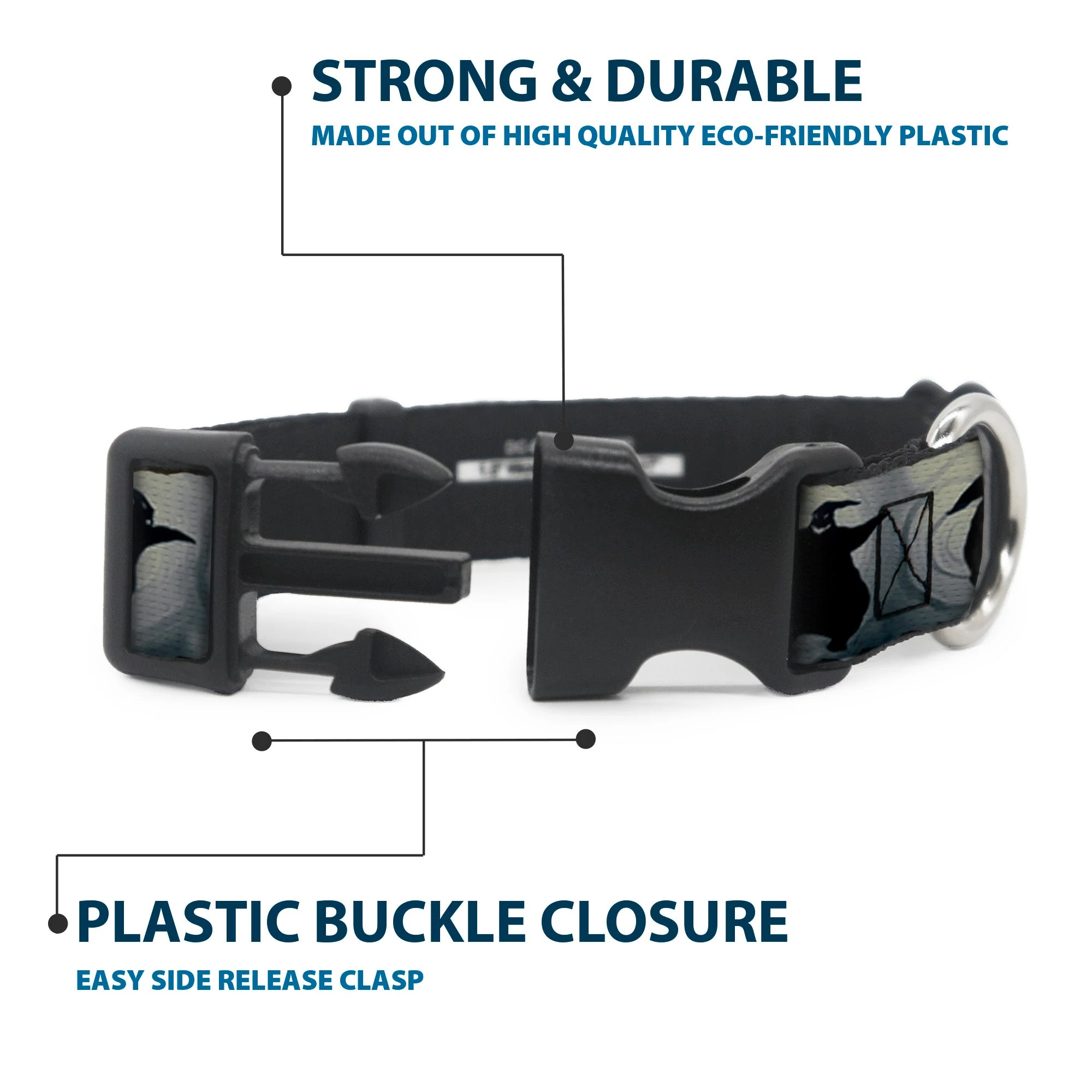 Plastic Clip Collar - Oogie Boogie Silhouette Poses Gray/Black - Image 4