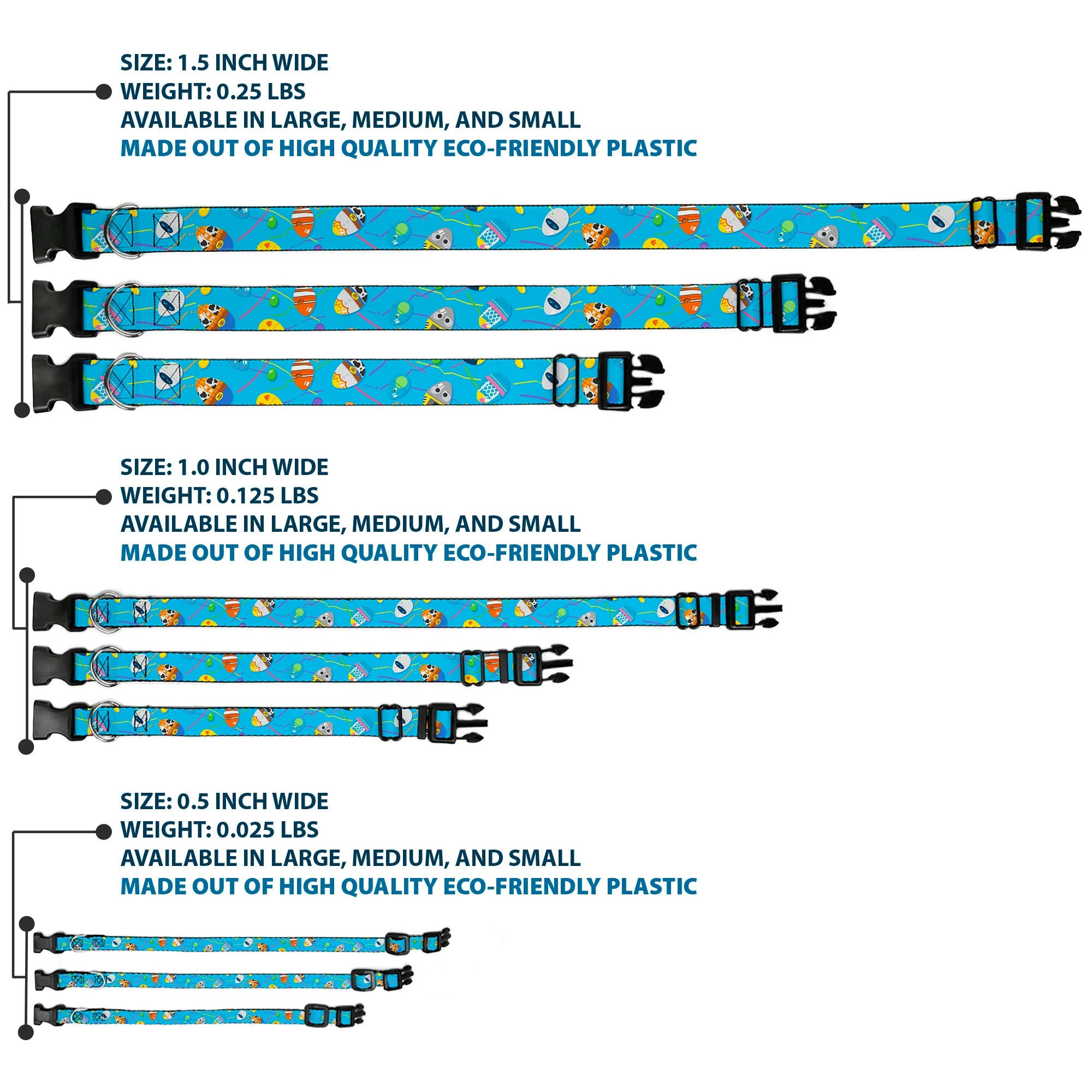 Plastic Clip Collar - Pixar Holiday Collection Easter Egg Characters Scattered Blue - Image 3
