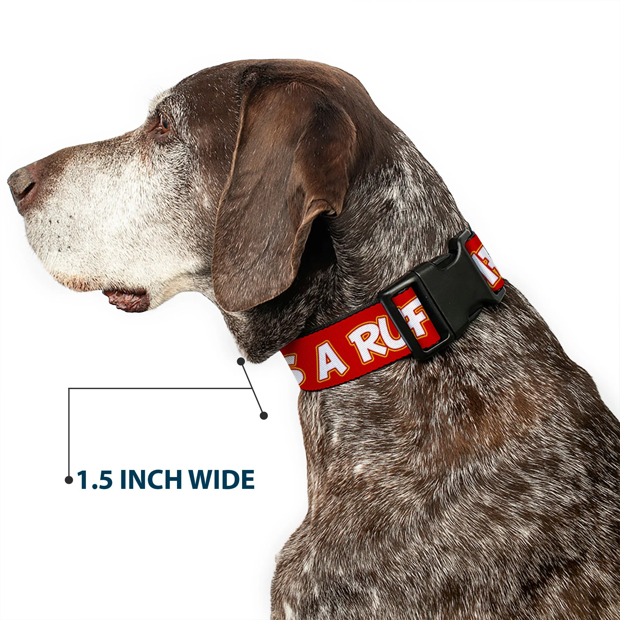 Plastic Clip Collar - Pluto 2-Pose ITS A RUFF LIFE Red/Yellow/White - Image 7
