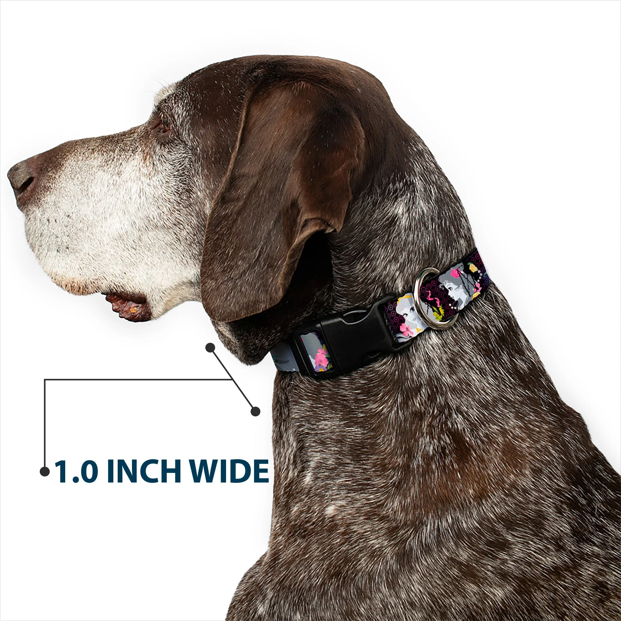 Plastic Clip Collar - Princess Silhouettes Dots Black/Purple/Gray/Multi Color - Image 6