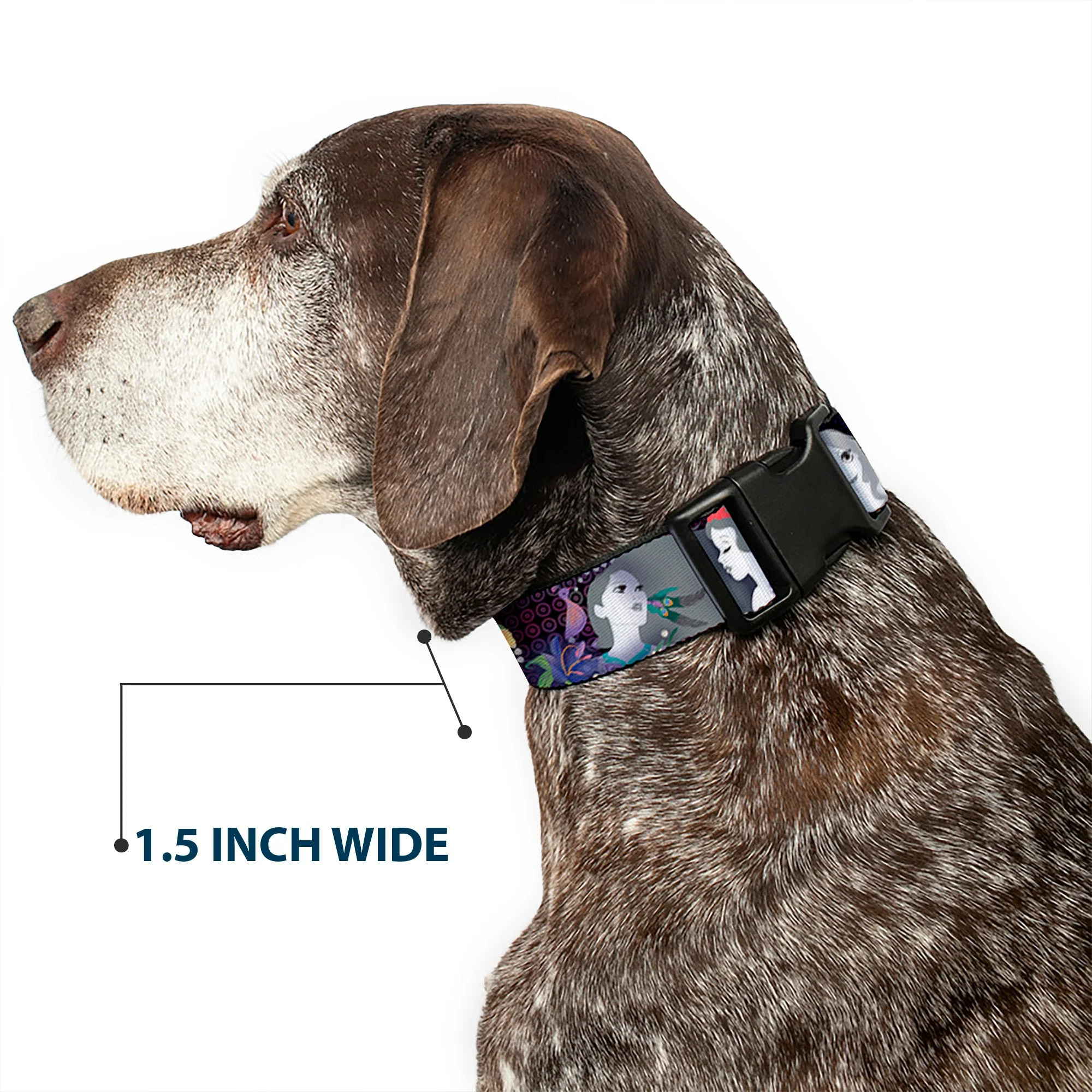 Plastic Clip Collar - Princess Silhouettes Dots Black/Purple/Gray/Multi Color - Image 7