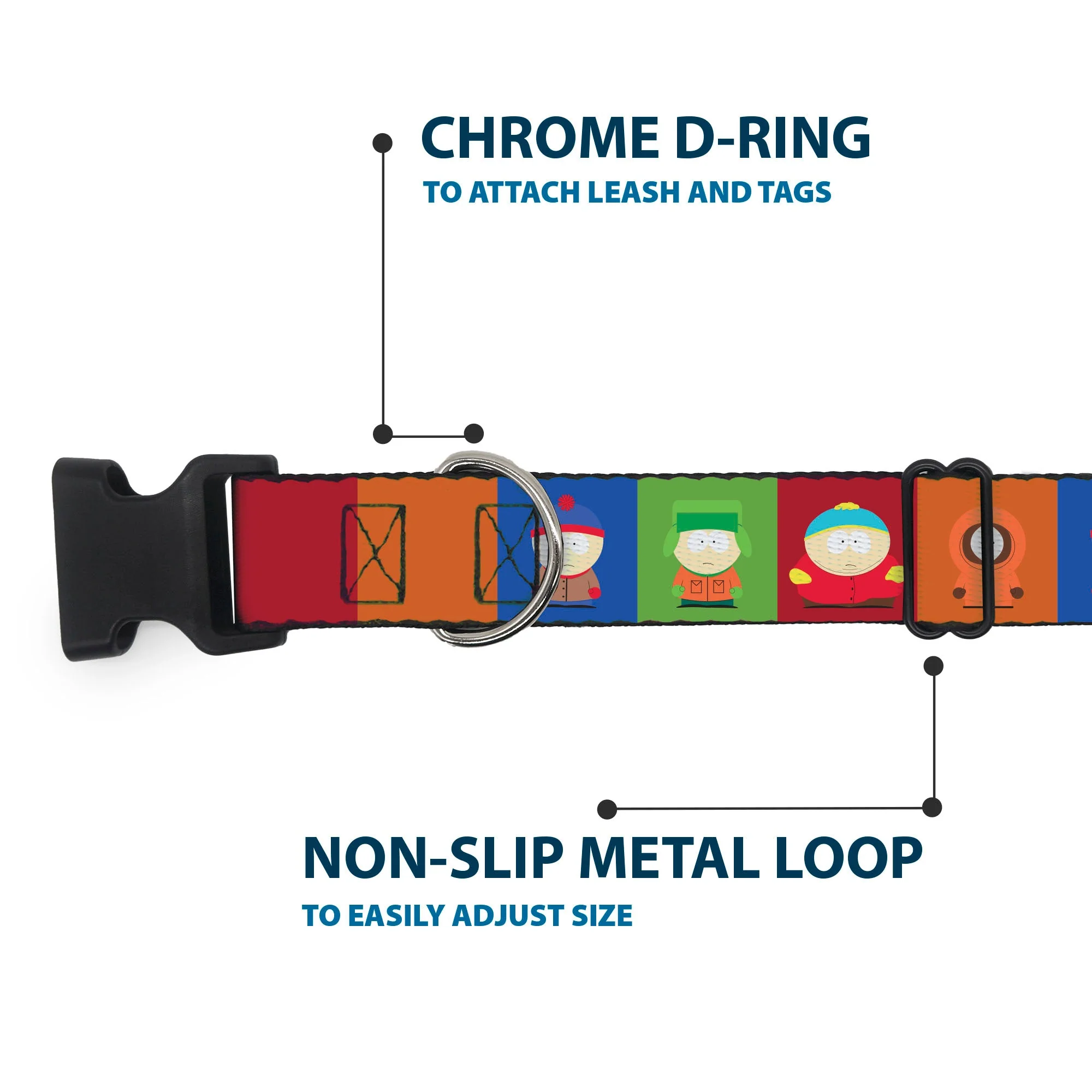 Plastic Clip Collar - South Park Boys Pose Blocks Multi Color - Image 5