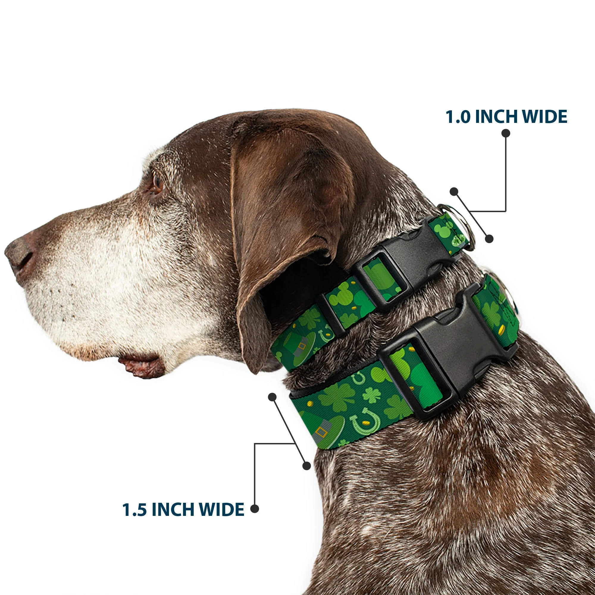 Plastic Clip Collar - St. Patricks Day Mickey Collage Greens - Image 2