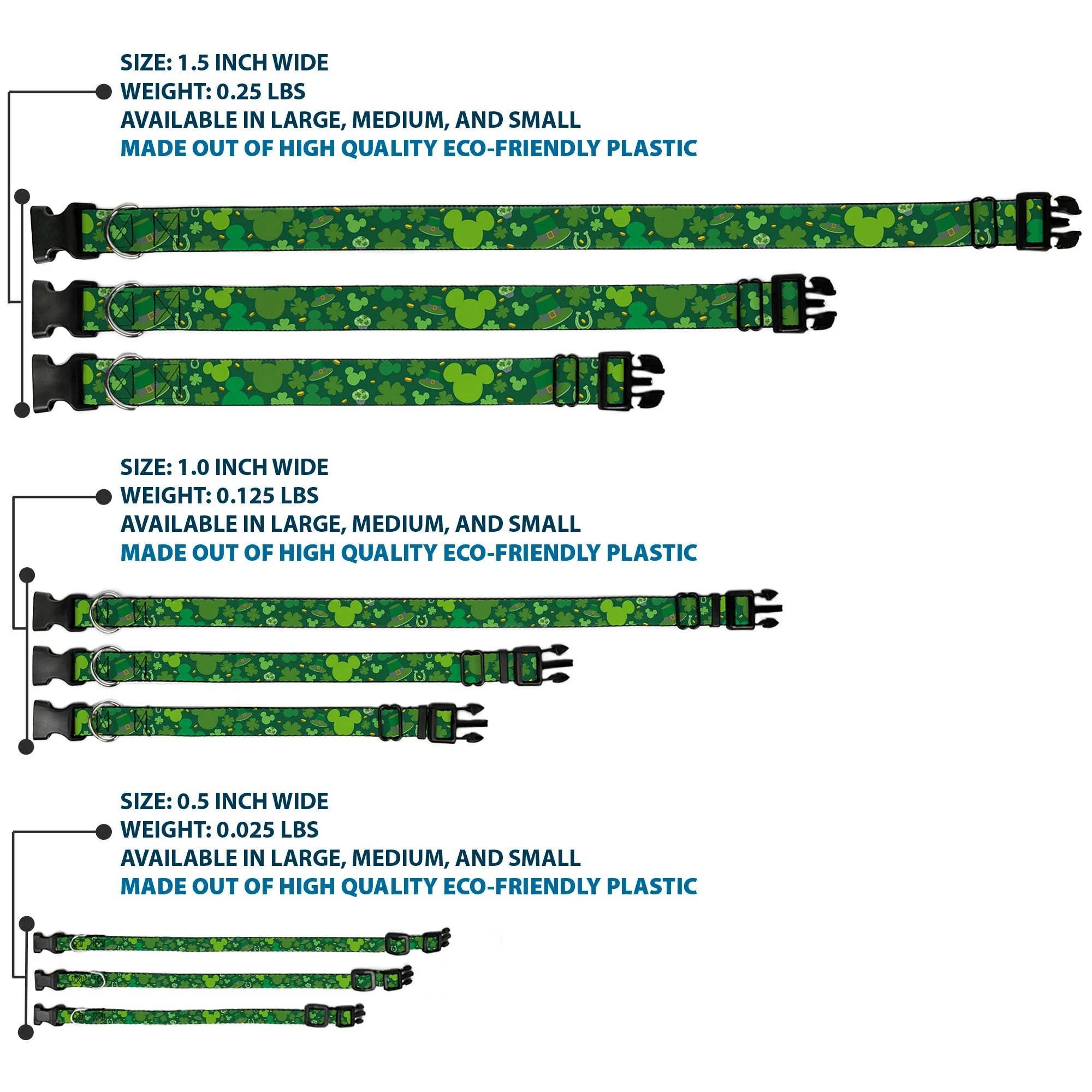 Plastic Clip Collar - St. Patricks Day Mickey Collage Greens - Image 3