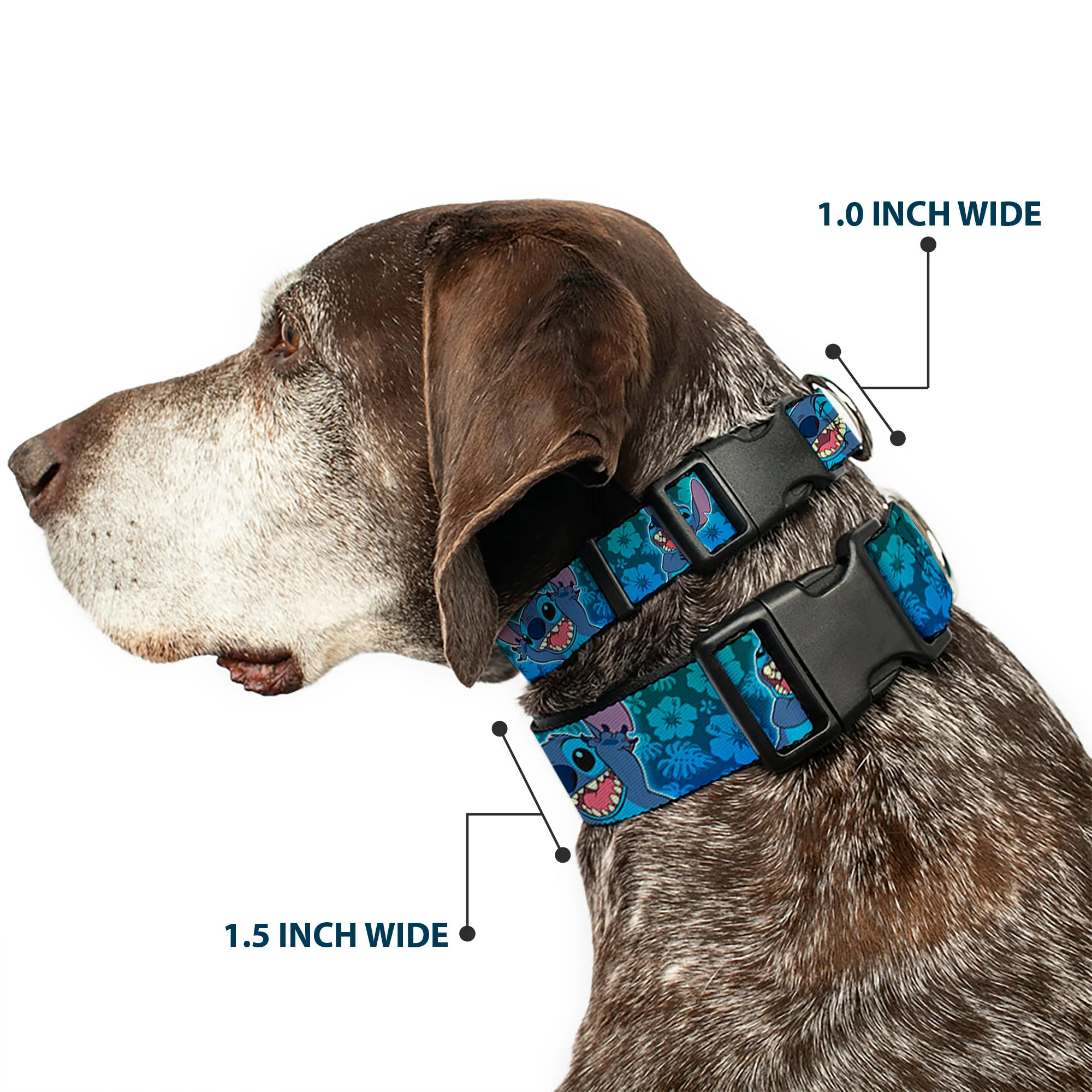 Plastic Clip Collar - Stitch Expressions/Hibiscus Collage Green-Blue Fade - Image 2