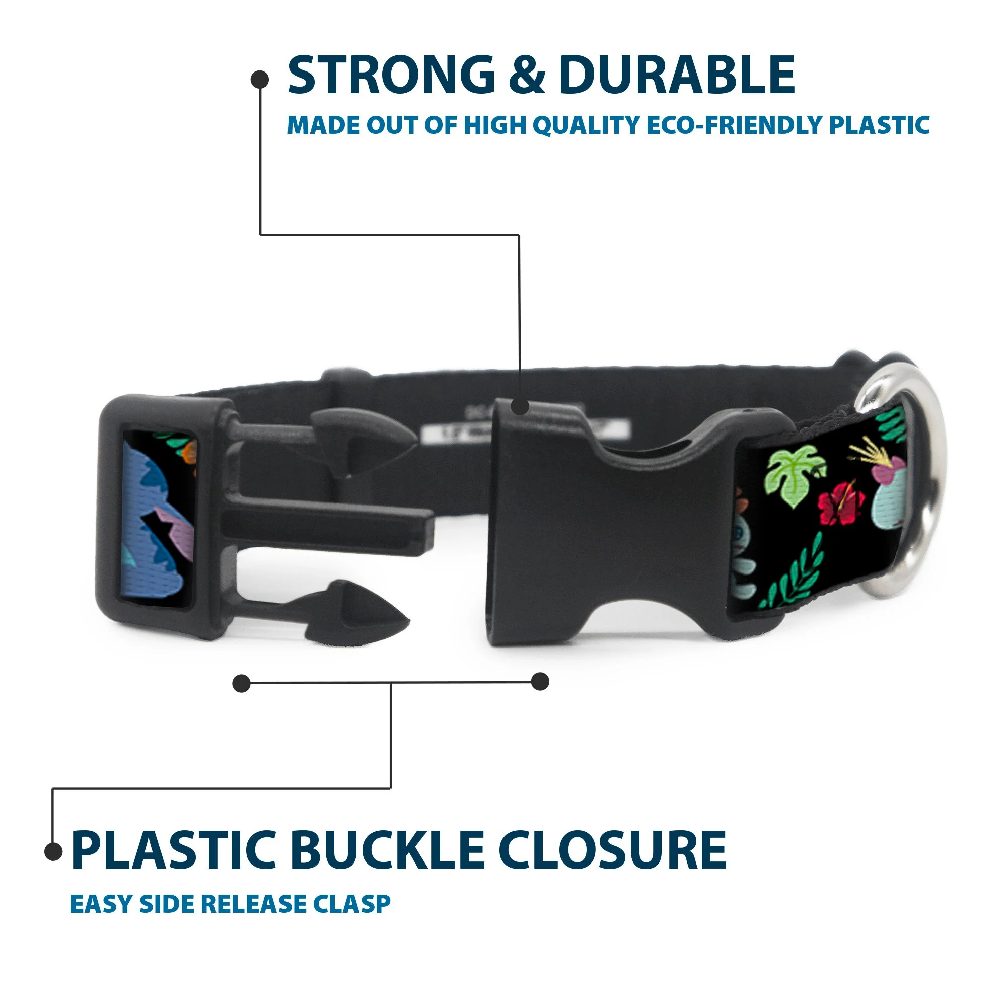 Plastic Clip Collar - Stitch & Scrump Poses/Tropical Flora - Image 4