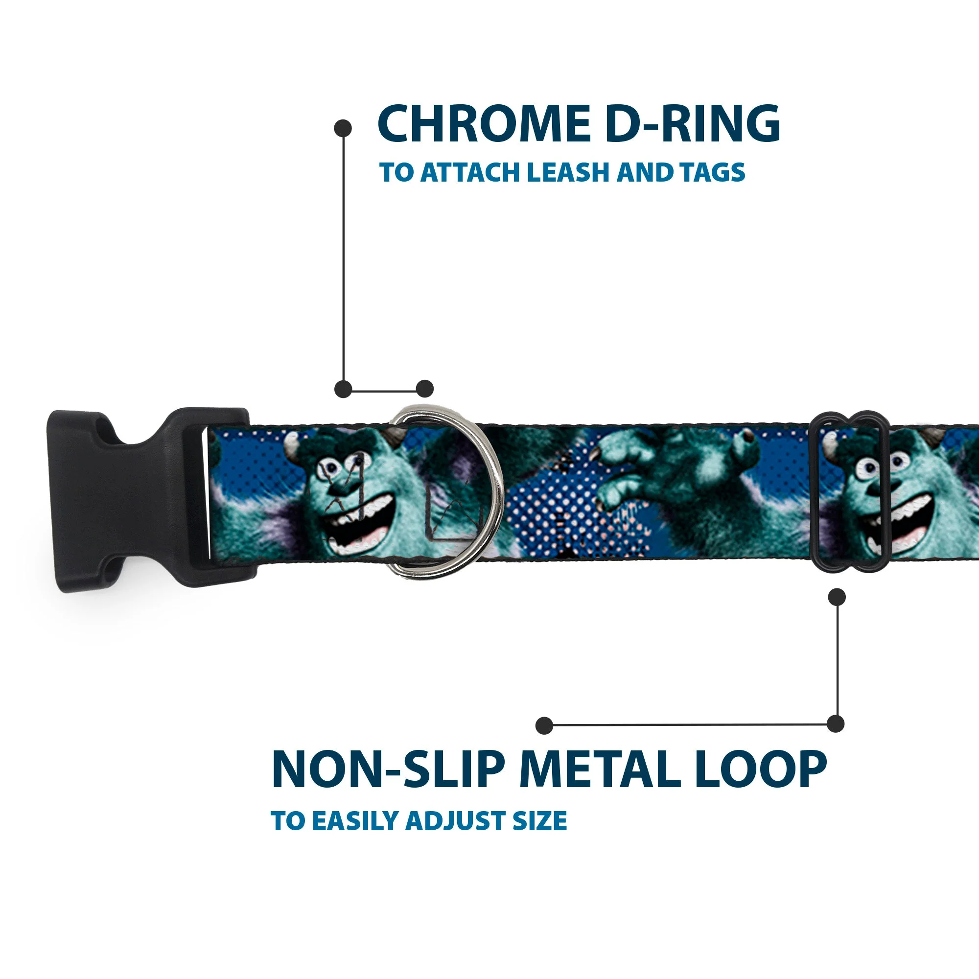Plastic Clip Collar - Sulley Scare Pose/Dots Blues/White - Image 5