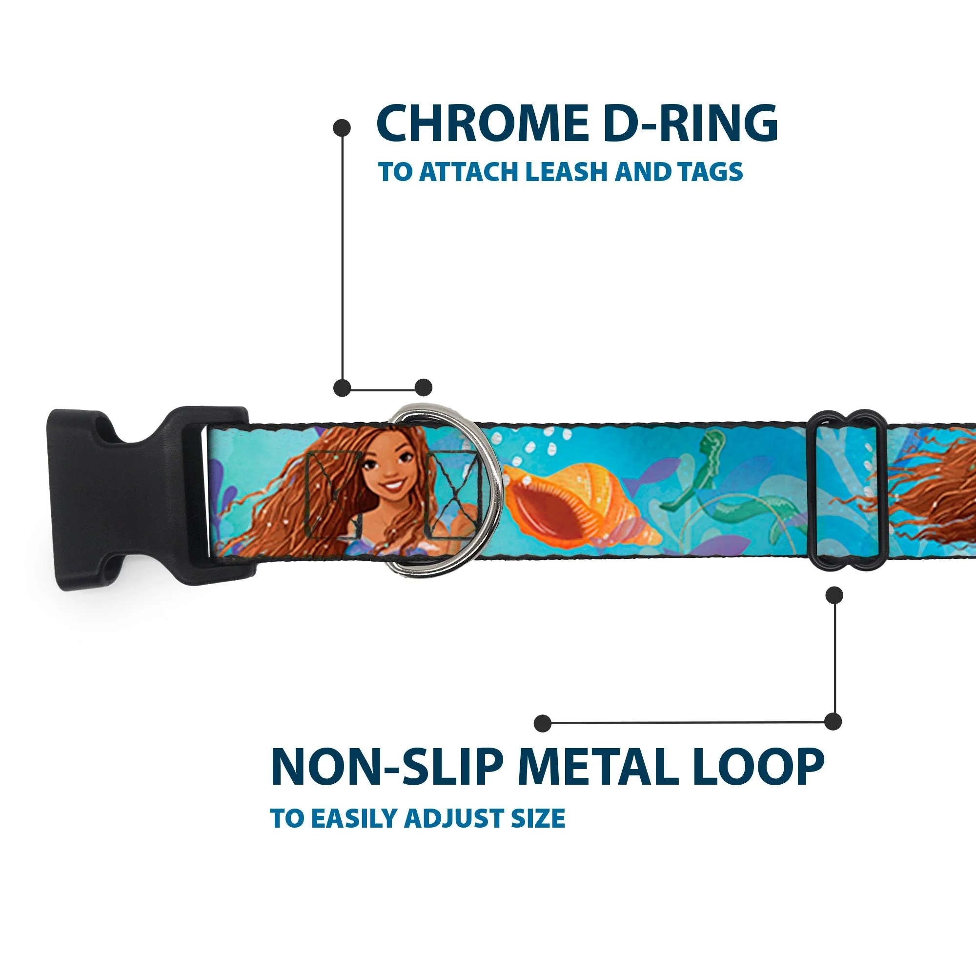 Plastic Clip Collar - The Little Mermaid Live Action Ariel Under the Sea Poses Blues - Image 5
