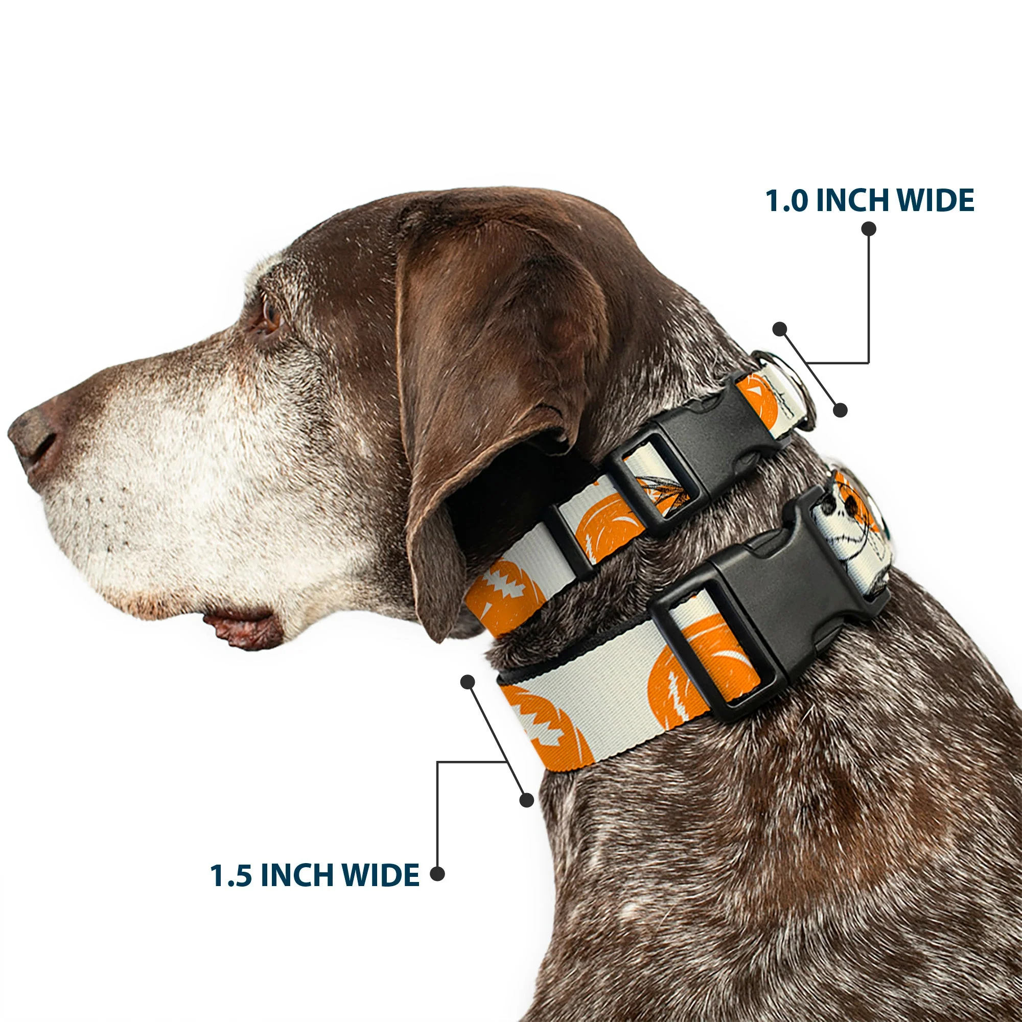 Plastic Clip Collar - The Nightmare Before Christmas Jack Pose and Pumpkins Collage Ivory/Orange/Black - Image 2