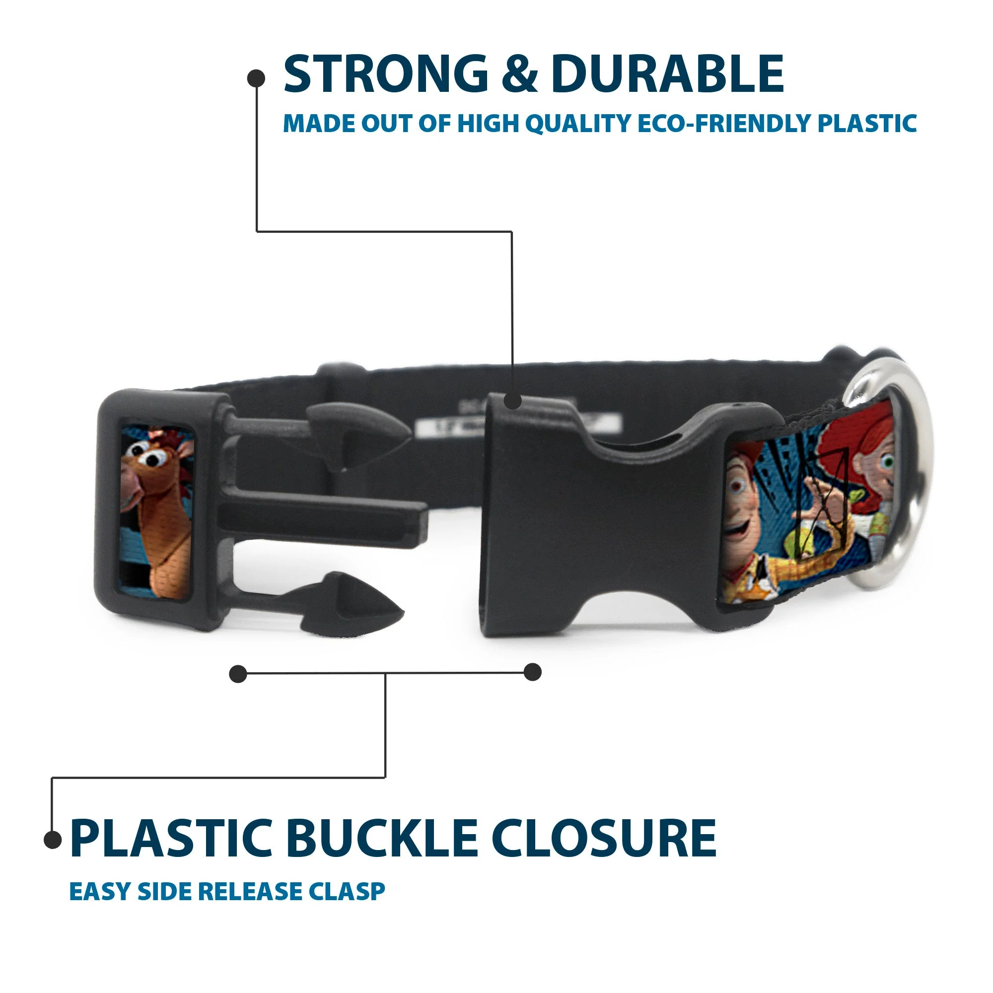 Plastic Clip Collar - Toy Story Characters Running2 Denim Rays - Image 4