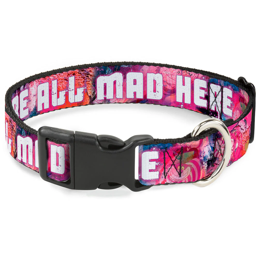 Plastic Clip Collar - Transparent Cheshire Cat Poses WERE ALL MAD HERE