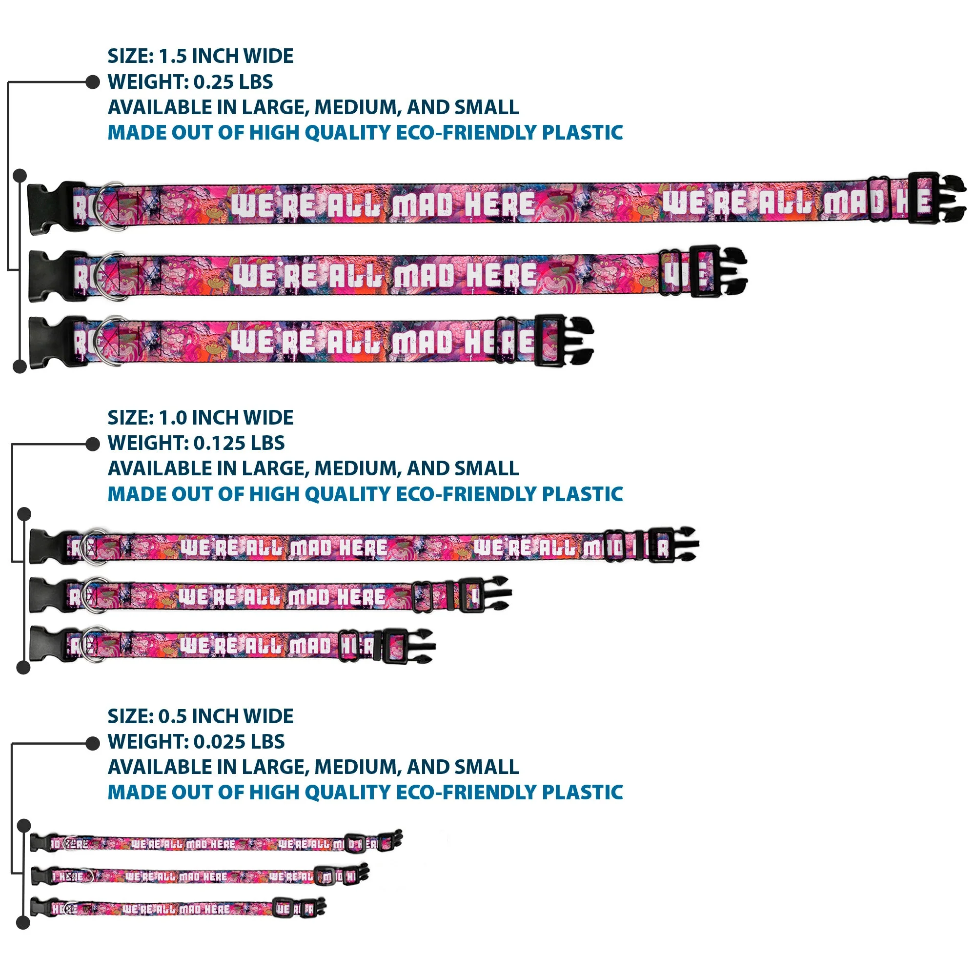 Plastic Clip Collar - Transparent Cheshire Cat Poses WERE ALL MAD HERE - Image 3