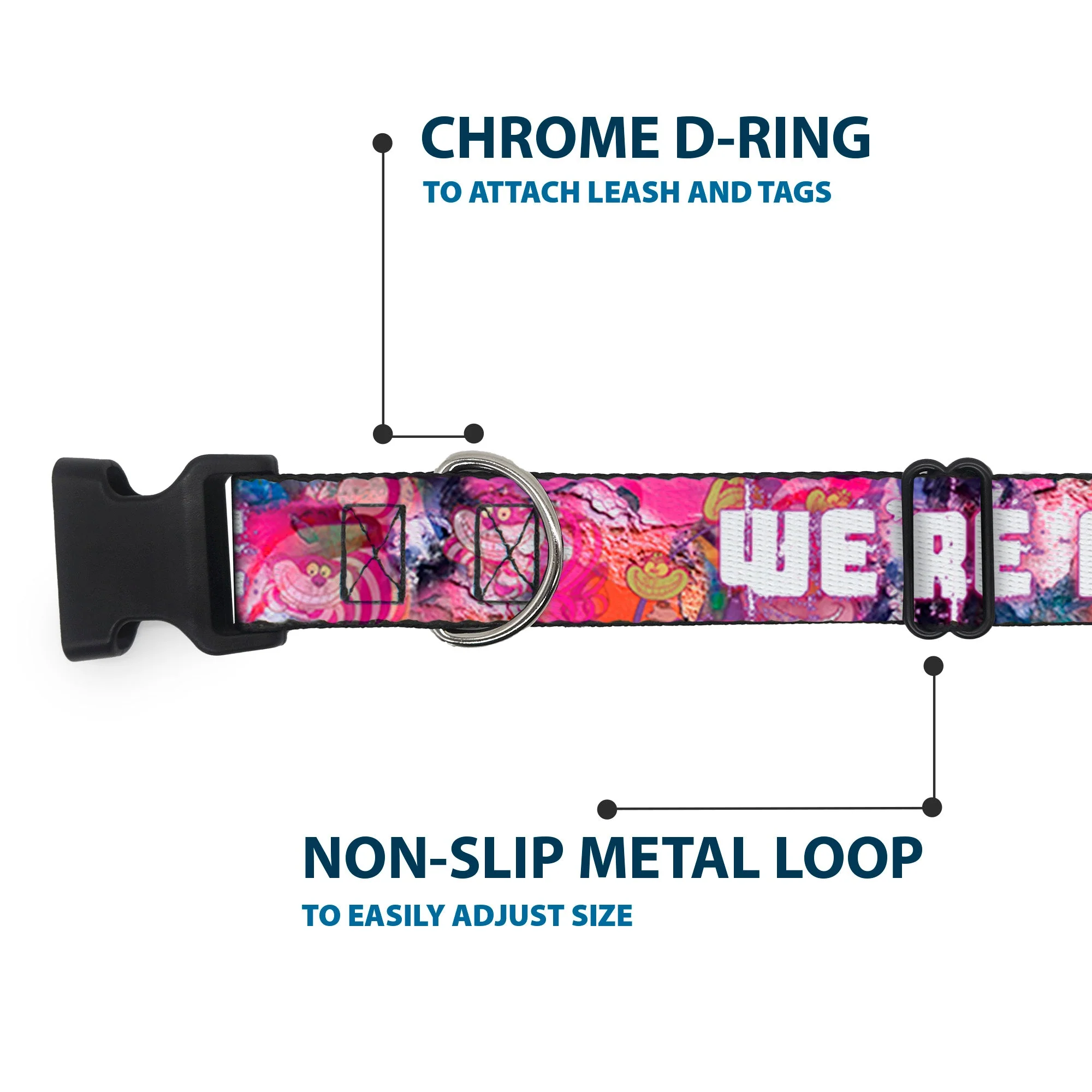Plastic Clip Collar - Transparent Cheshire Cat Poses WERE ALL MAD HERE - Image 5