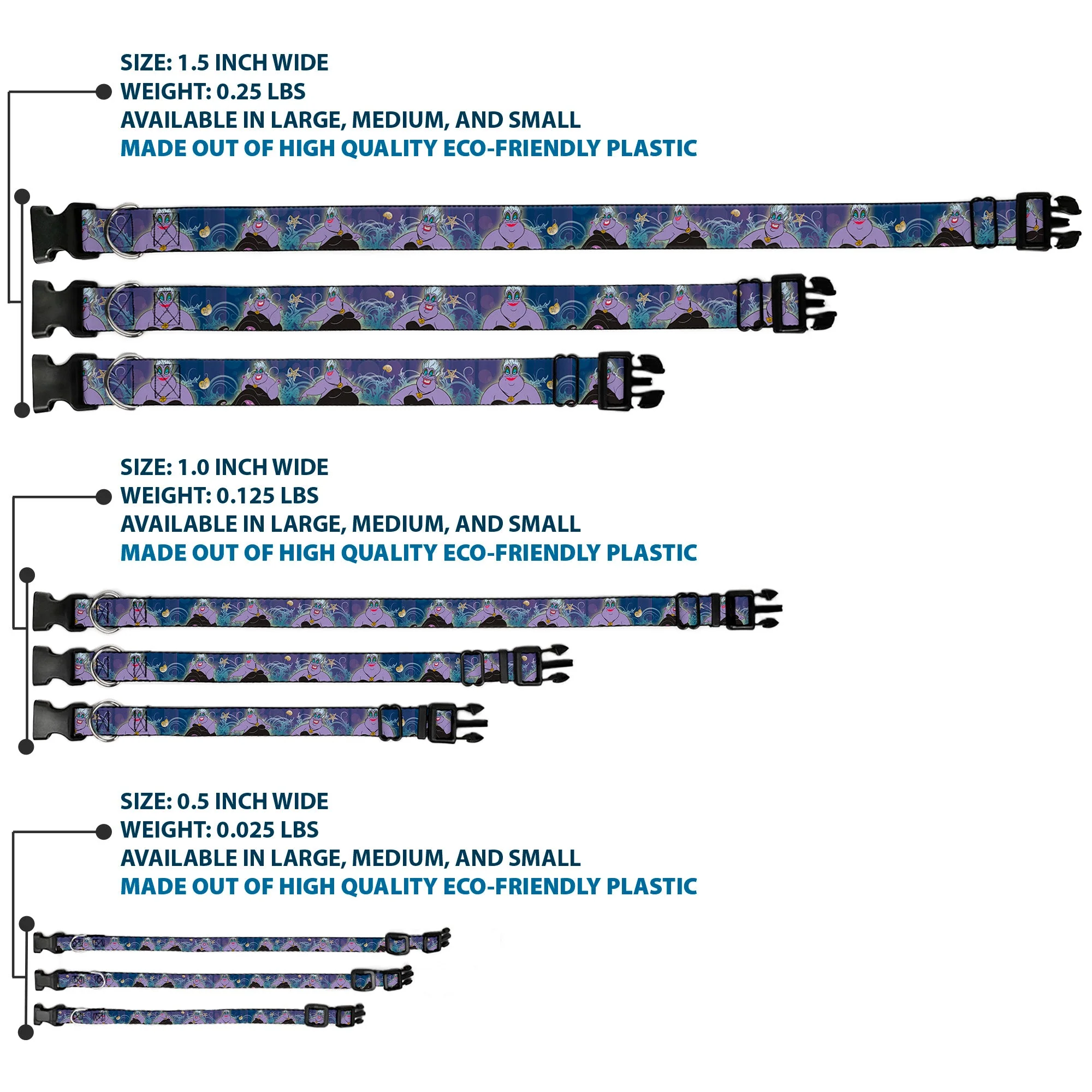 Plastic Clip Collar - Ursula 4-Poses/Shells/Ivy/Bubbles Purples/Blues - Image 3