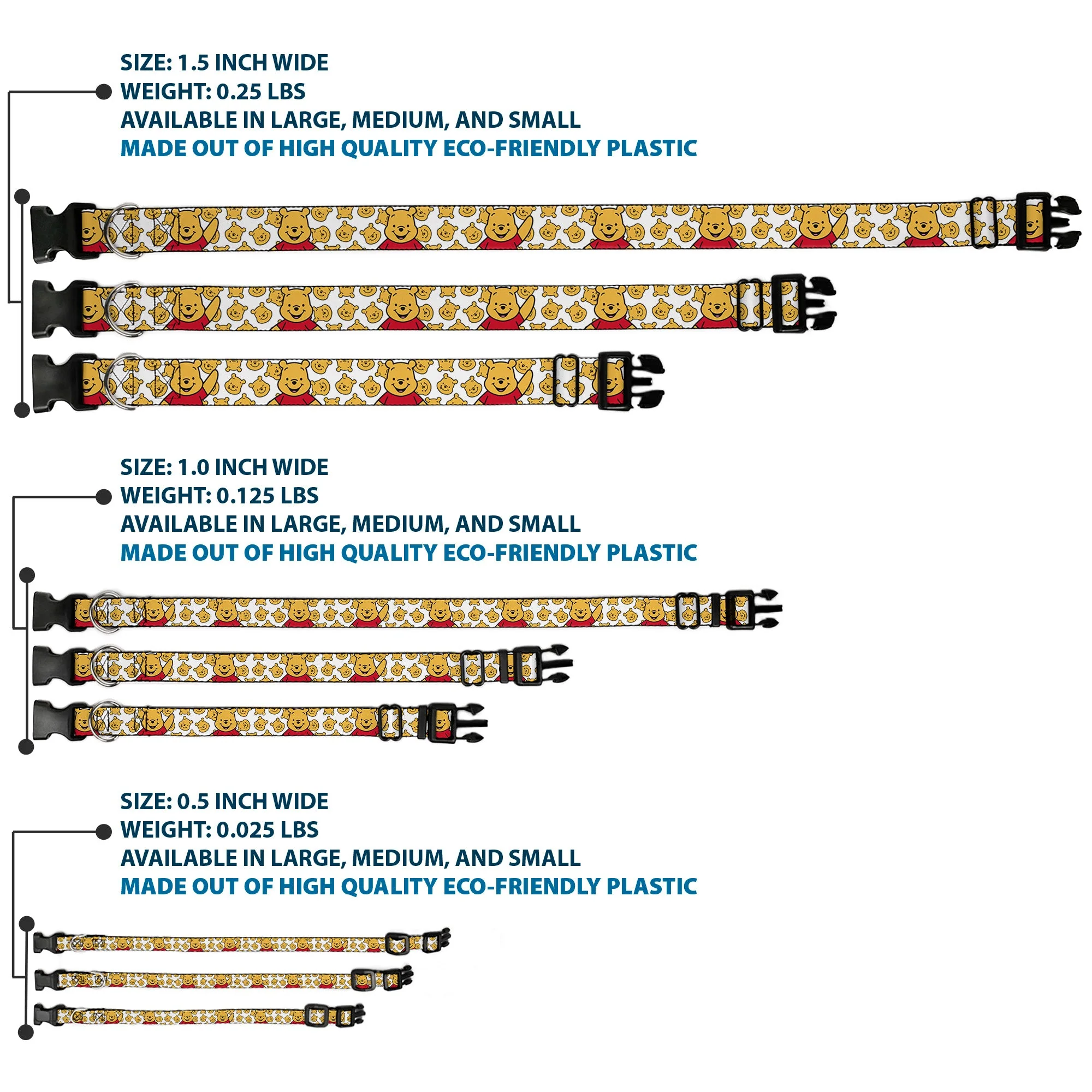 Plastic Clip Collar - Winnie the Pooh Chibi Pose and Expressions Scattered White - Image 3