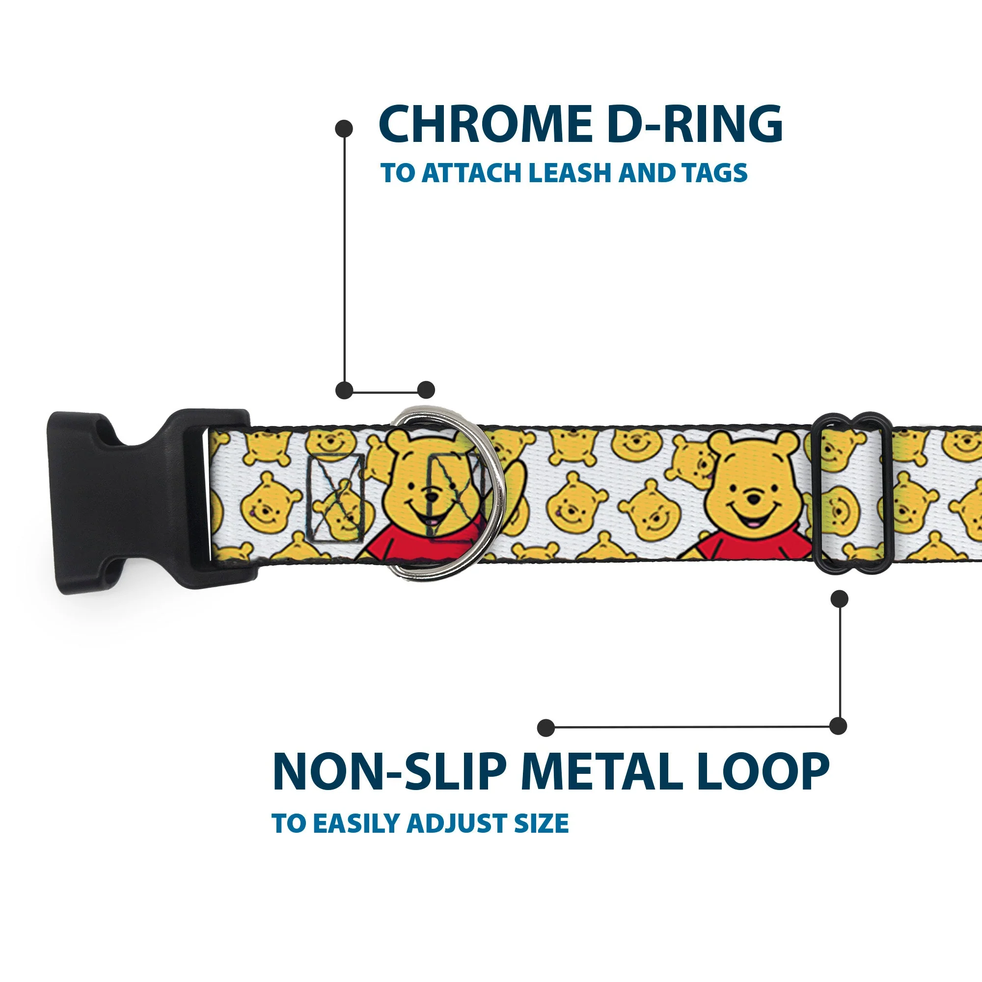 Plastic Clip Collar - Winnie the Pooh Chibi Pose and Expressions Scattered White - Image 5